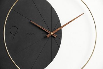 ONZENO Wanduhr THE BLACK MOON. 58x40.4x1.2 cm (handgefertigte Design-Uhr)