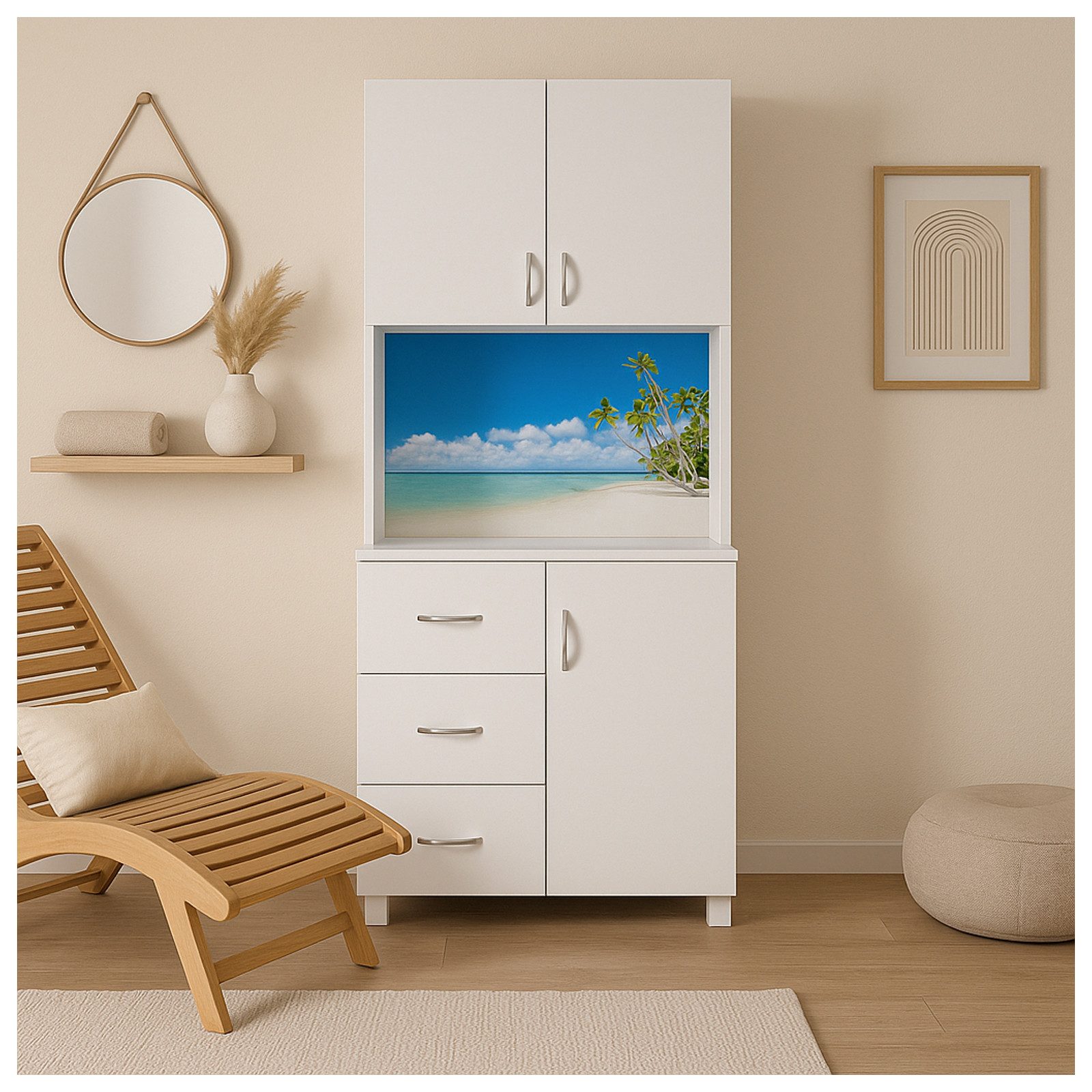 HTI-Living Hochschrank Badschrank Blanca Wellness Motiv Palmen (Stück, 1-St günstig online kaufen
