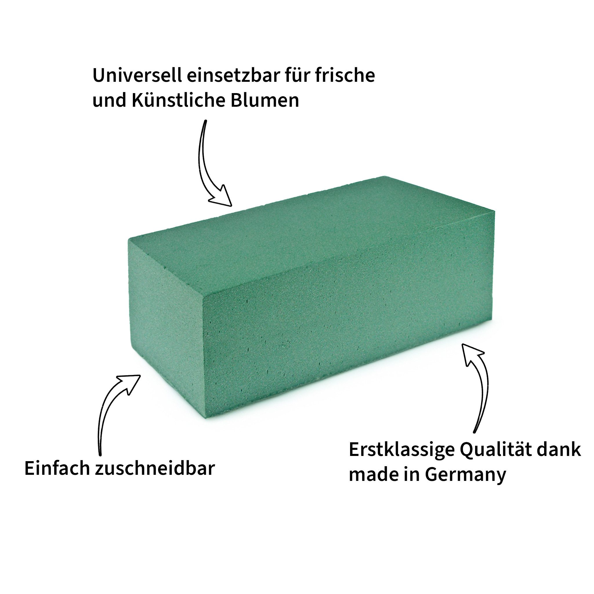 matches21 HOME & HOBBY Schaumgummi Blumen Steckmasse „nass“ für Frischblumen 4 Stk. grün, Steckschaum Ziegel für Blumen-Gestecke als Tisch-Deko Grab-Schmuck
