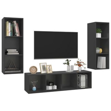 vidaXL TV-Schrank 3-tlg. TV-Schrank-Set Grau Holzwerkstoff (1-St)