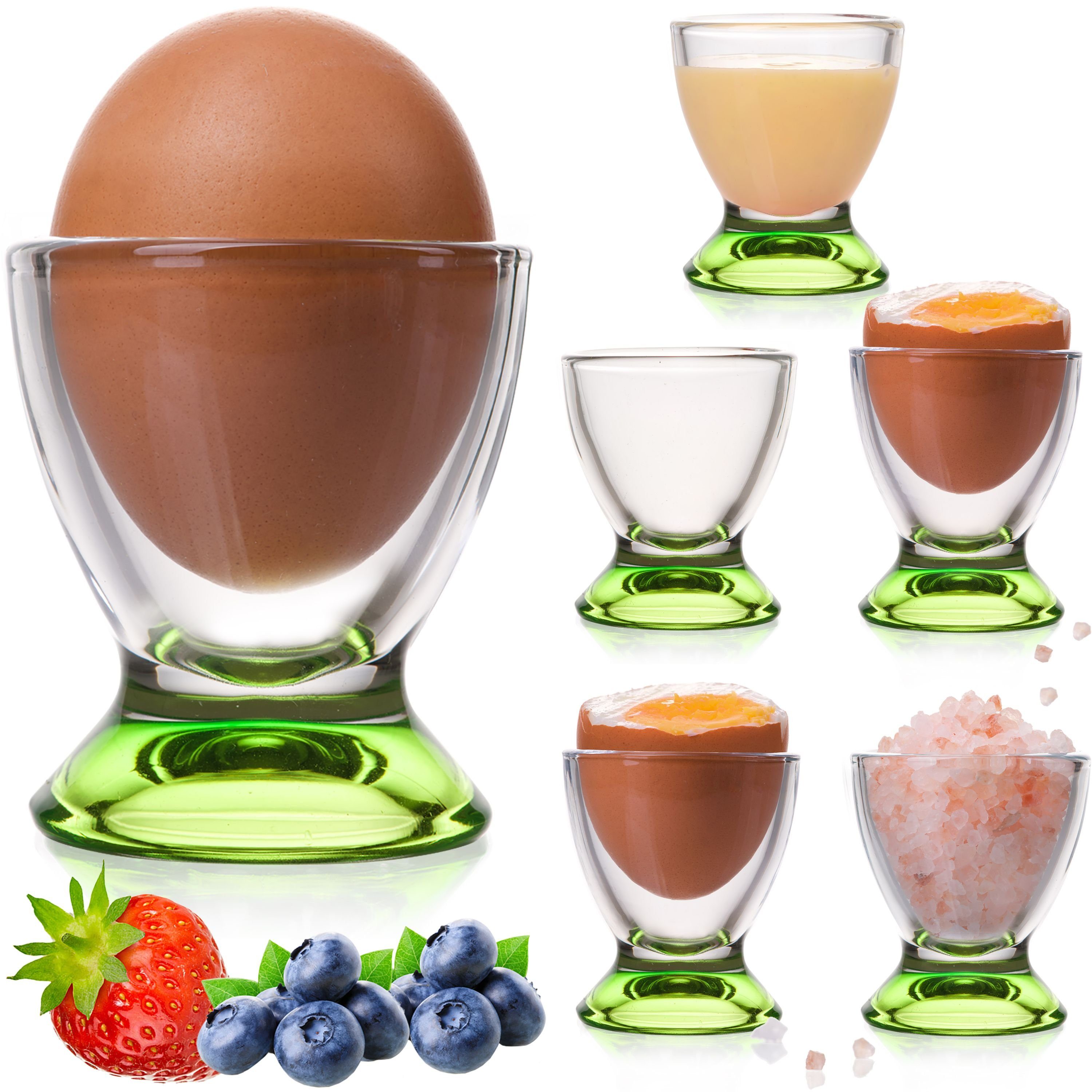 PLATINUX Eierbecher Grüne Brunch Eierhalter Stück), (6 Egg-Cup Eierbecher, Frühstück Eierständer Geschirrset