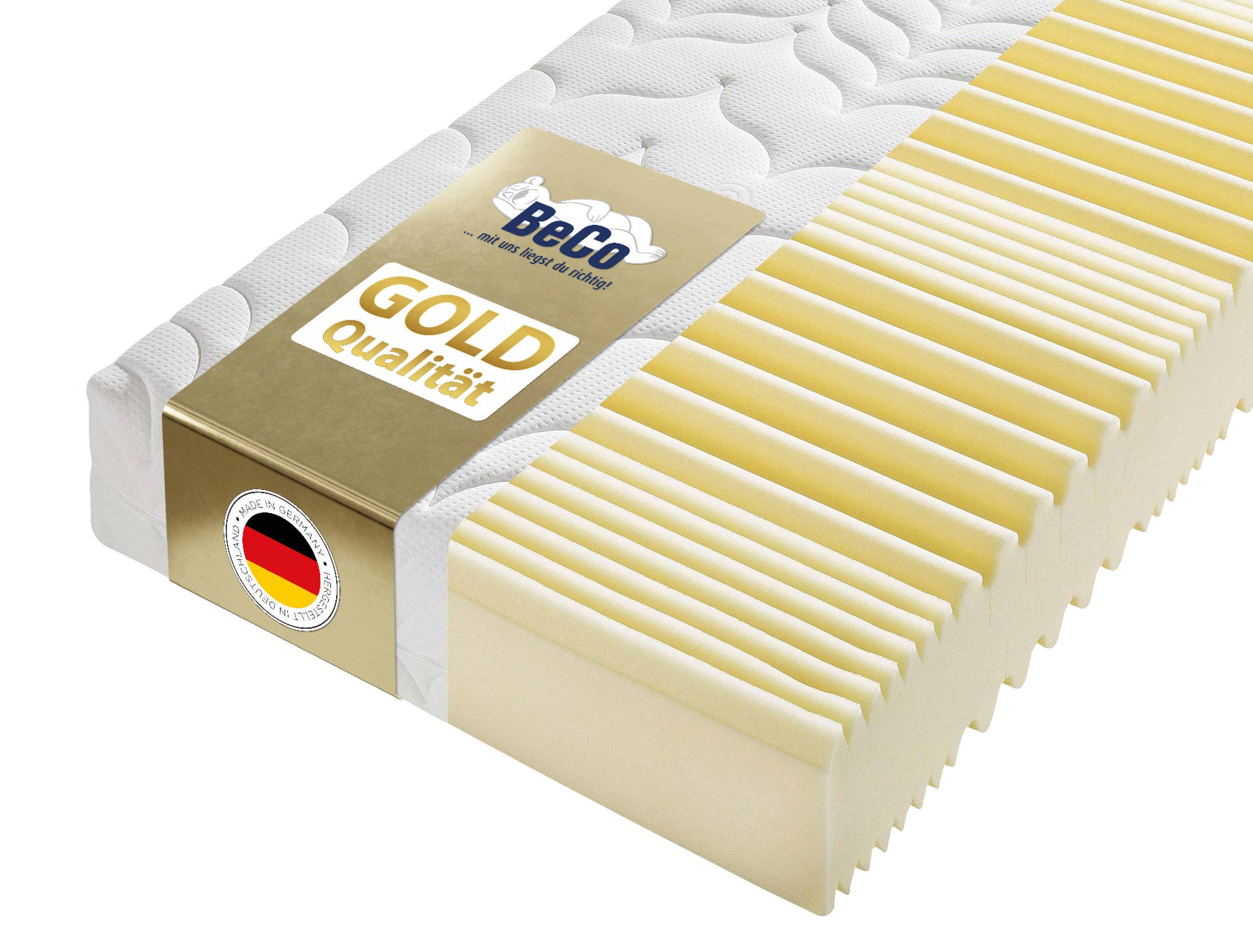 Kaltschaummatratze Luxus-Matratze – GOLD Kaltschaummatratze für hohe Belastbarkeit, Beco, 23 cm hoch, Hohe Tragkraft, Klimakomfort, Wendematratze, ideal auch 140x200
