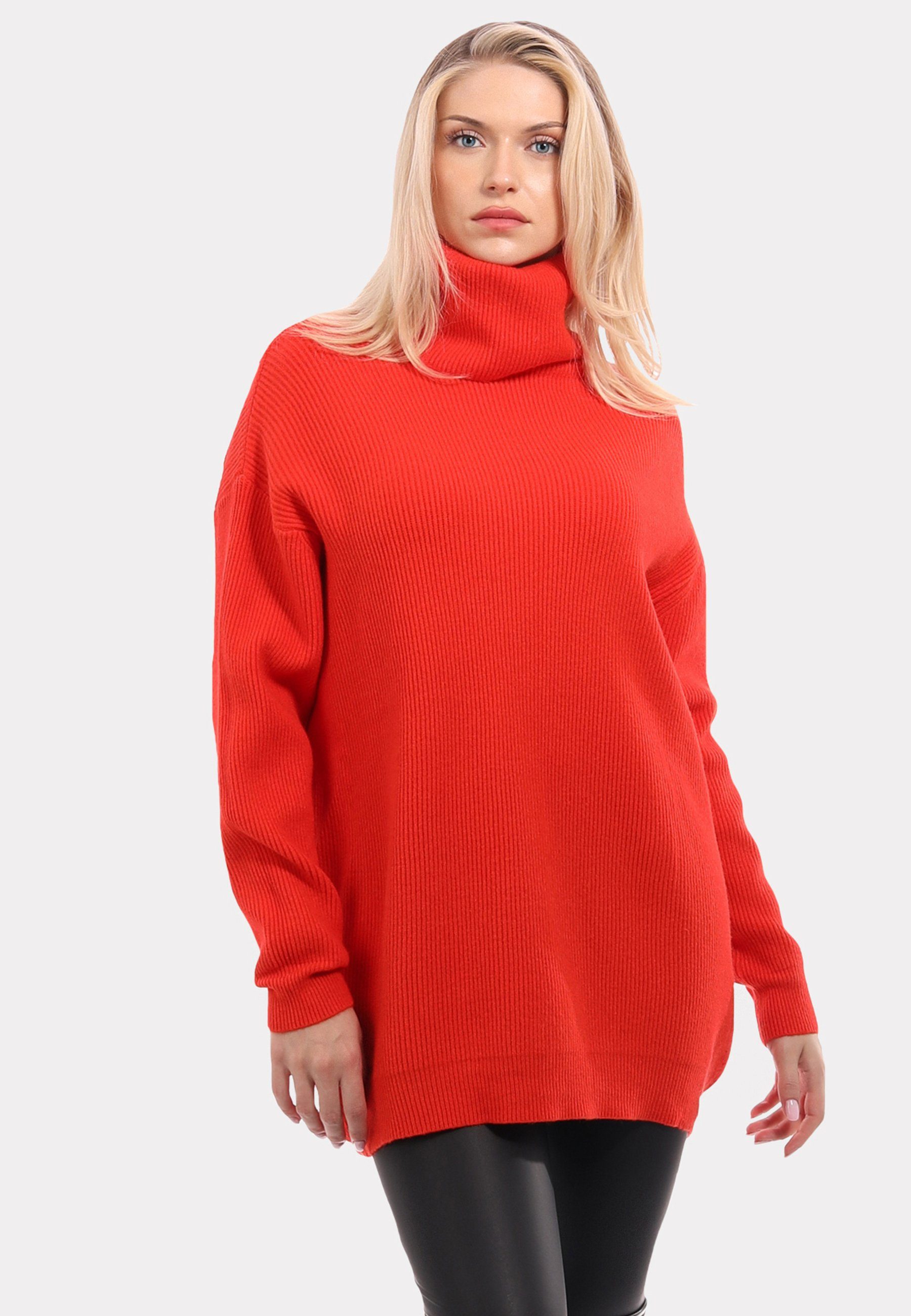 YC Fashion & Style Rollkragenpullover "Chic " Turtleneck Sweater (1-tlg) in Unifarbe lachsrot
