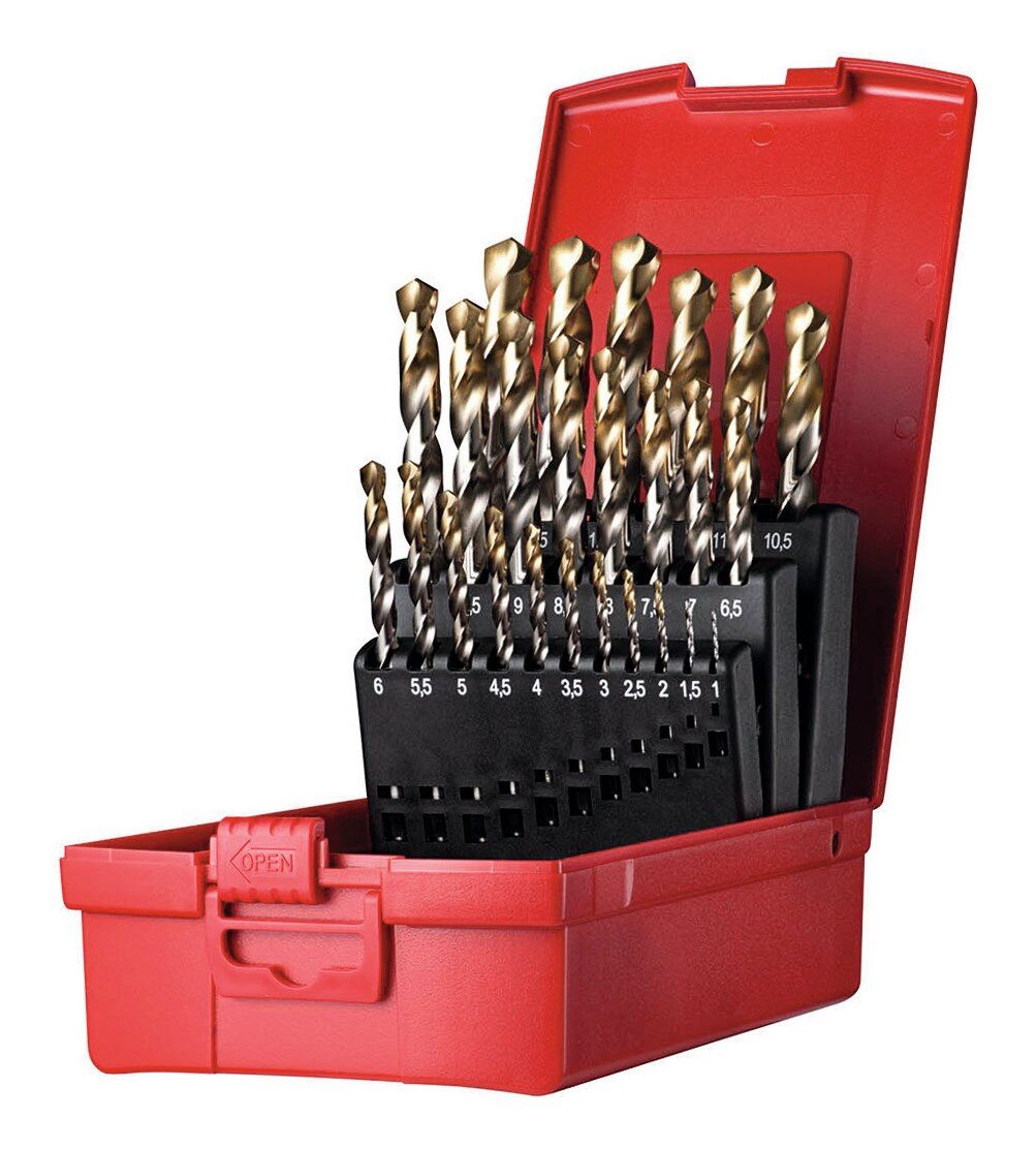 Dormer Spiralbohrer, Set 1-13 mm x0,5 in A002 in Box 118G Typ N 4xD 25-teilig Tin Tip