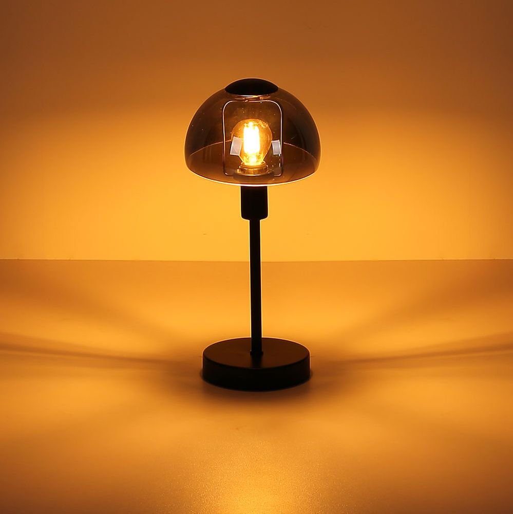 LED Tischlampe nicht Tischleuchte Rauchoptik E14 Leuchtmittel Globo Leselampe inklusive, Tischleuchte, Metall Touch