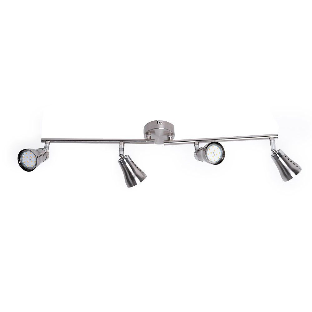 Warmweiß, etc-shop silber 4 verbaut, Strahler LED Deckenleuchte flammig fest Wohnraum LED-Leuchtmittel Deckenlampe Deckenleuchte,