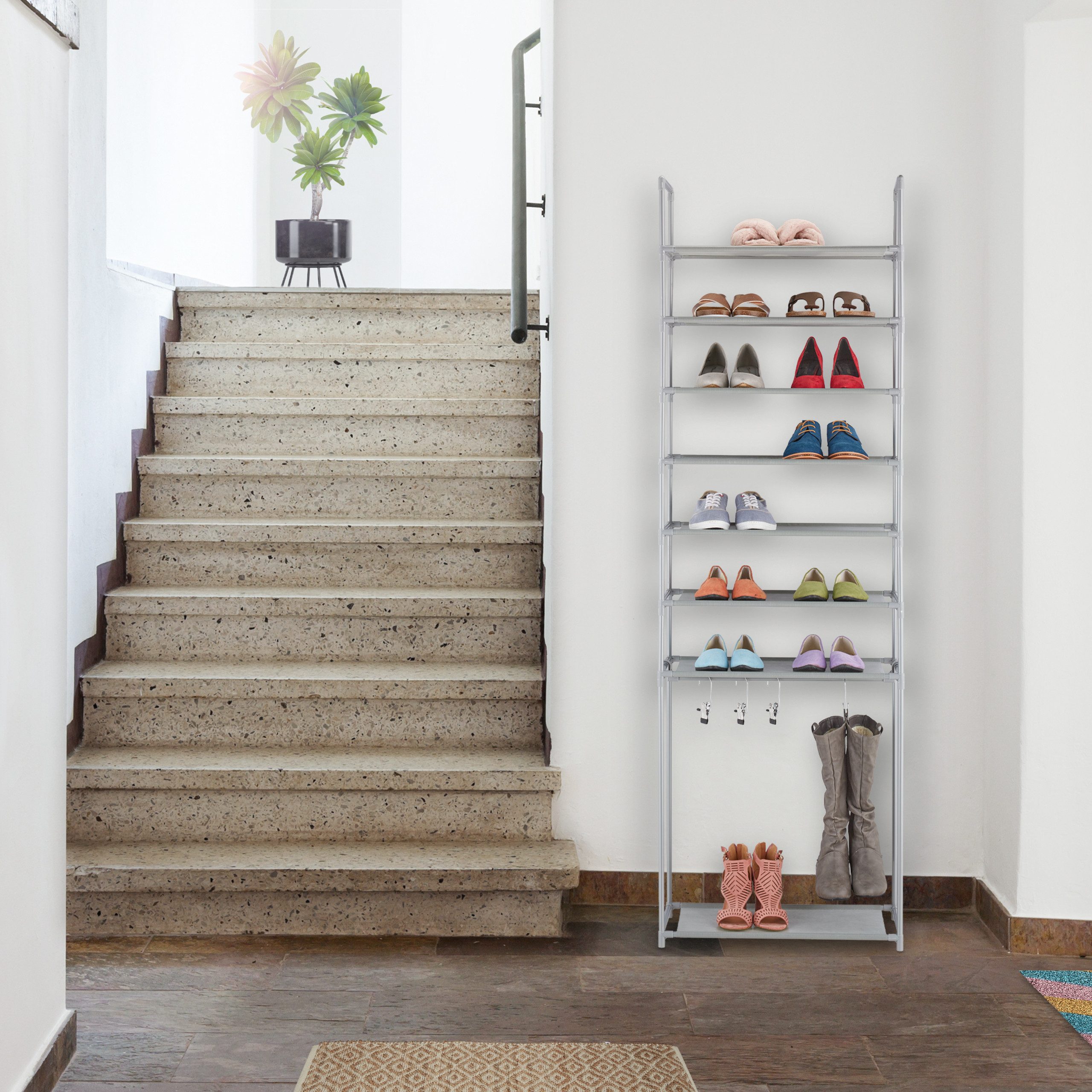 relaxdays Schuhregal mit 8 Ebene, Grau günstig online kaufen