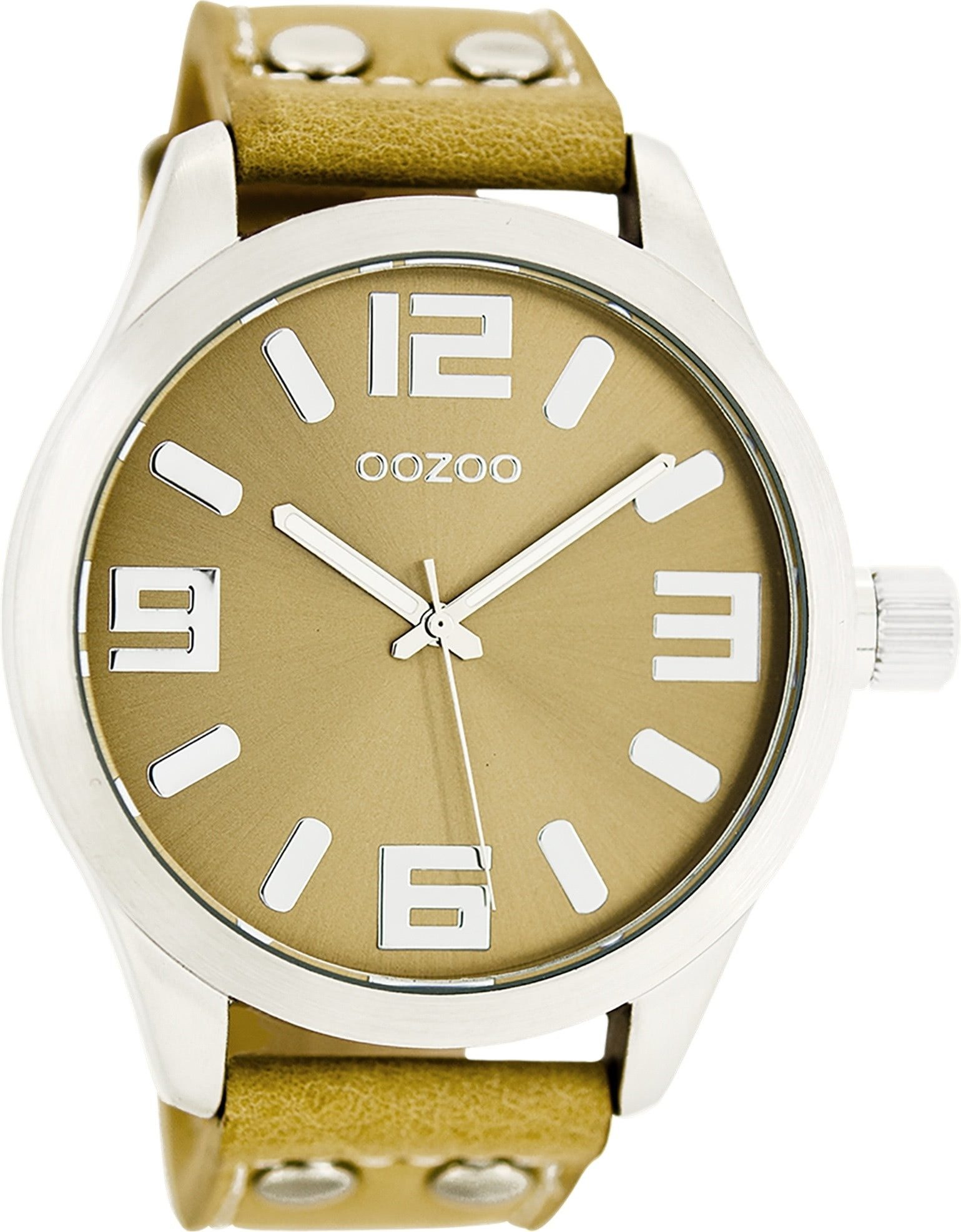 OOZOO Quarzuhr Oozoo Herren Armbanduhr Timepieces Analog, (Analoguhr), Herrenuhr rund, extra groß (ca. 46mm) Lederarmband, Fashion-Style