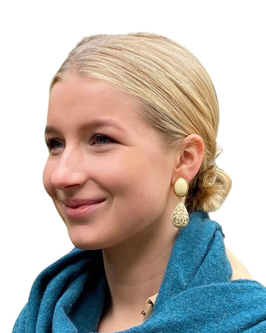 Mugello Paar Ohrclips Greta Clips elfenbein klassische Basicohrringe Geschenk, made in Germany Designer JustWin, Statementohrringe