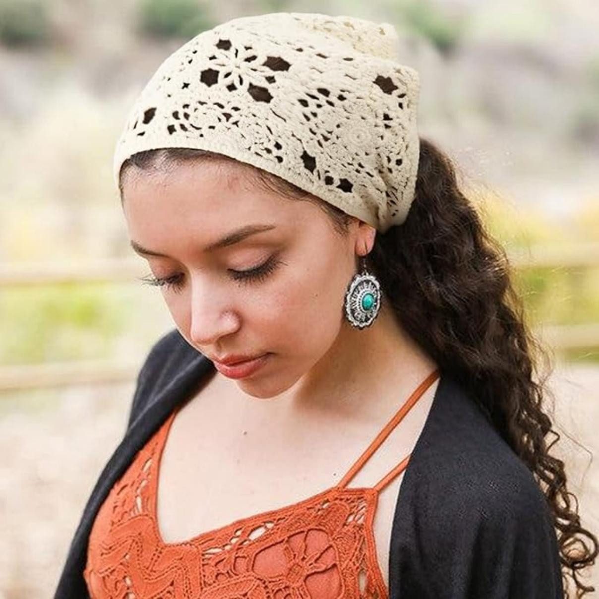 Oemmn Dreieckstuch 2 Stück Damen Boho Stirnbänder Dreieck Kopftücher Bandanas – Bild 2 von 5