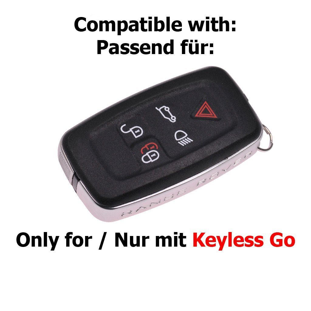 Softcase Land Schlüsseltasche 5 KEYLESS mt-key Silikon für Rover Schwarz, Schutzhülle SMARTKEY LR4 Autoschlüssel Tasten Rover Range