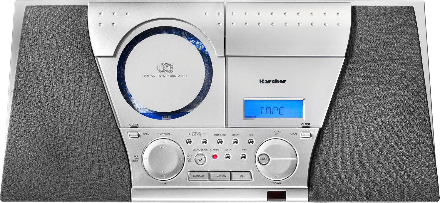 Karcher MC 6550(N) Microanlage (FM-Tuner), Vertikalanlage mit  CD/MP3-Player, PLL-Radio und Kassettenplayer