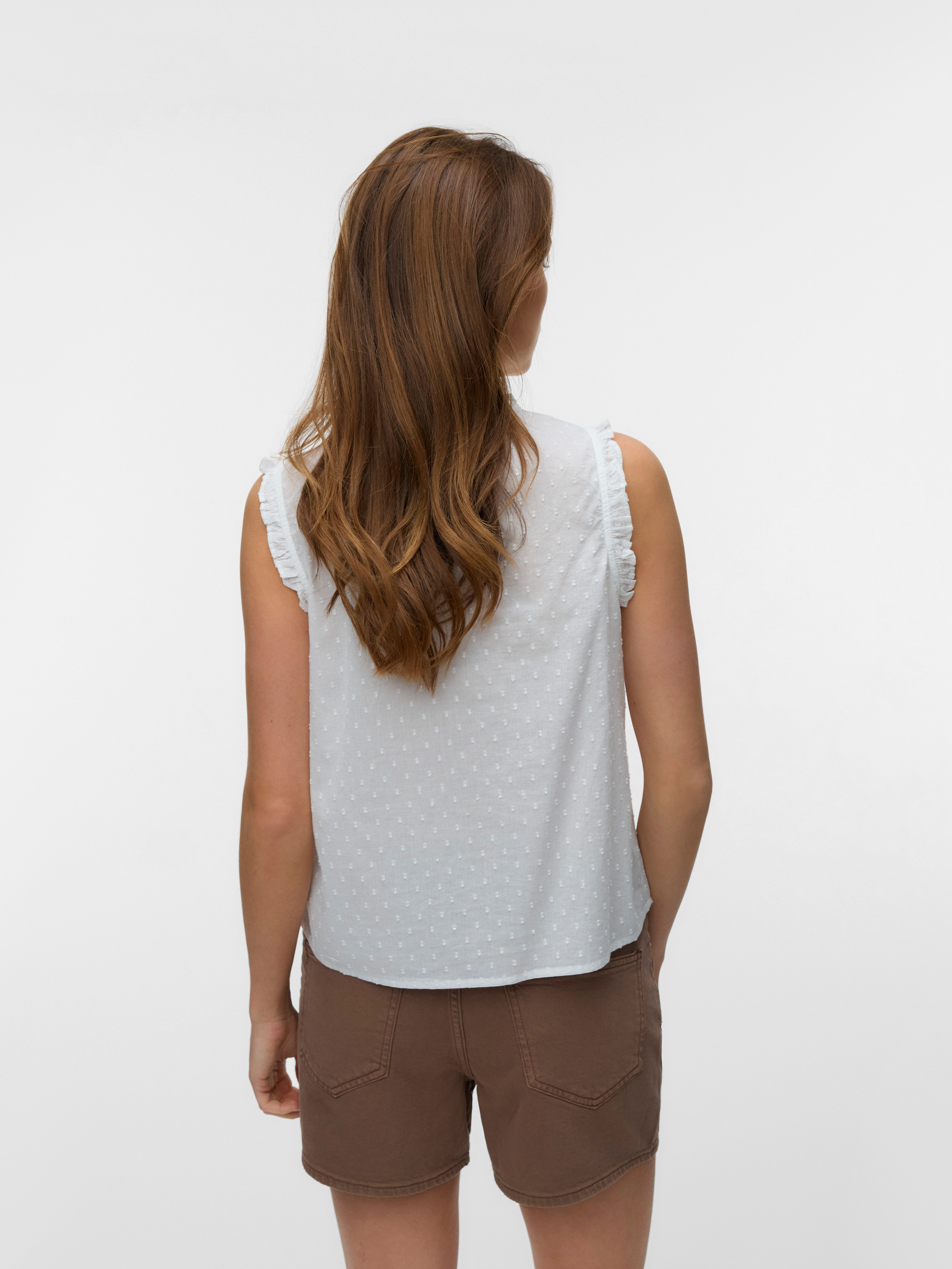 Vero Moda Rüschentop VMTRINE SL TOP WVN NOOS Baumwolle
