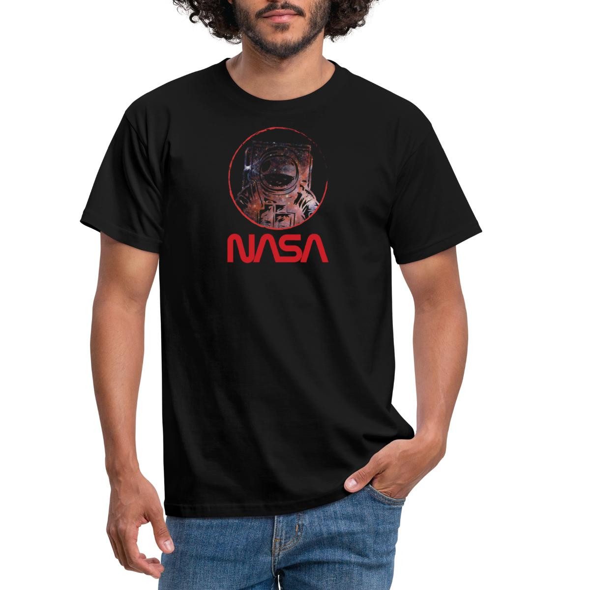 Spreadshirt T-Shirt NASA Logo Und Astronaut Im Galaxie-Design Männer T-Shirt (1-tlg)