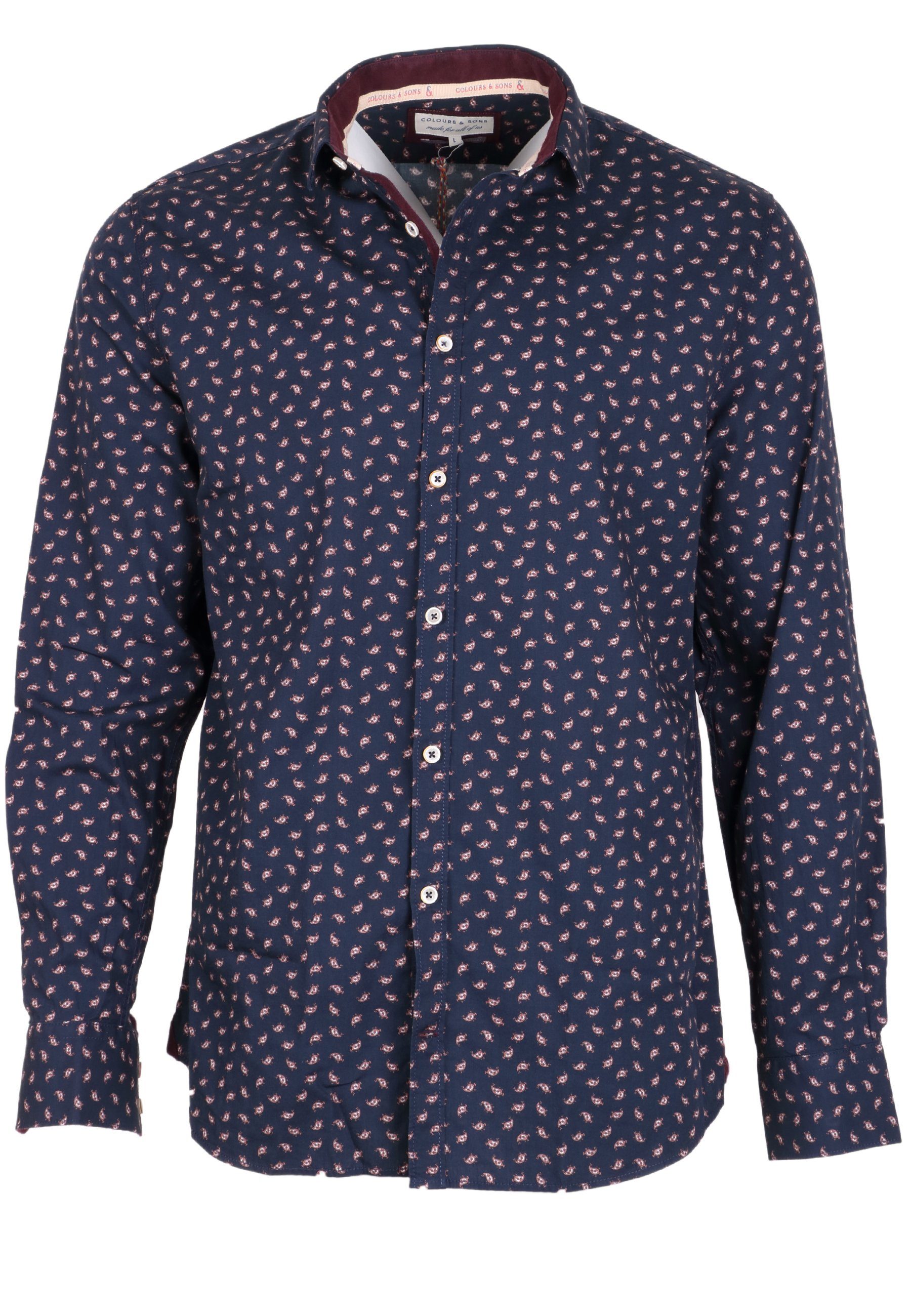 colours & sons Langarmhemd Colours & Sons Hemd casual fit Paisley - navy (1-tlg)