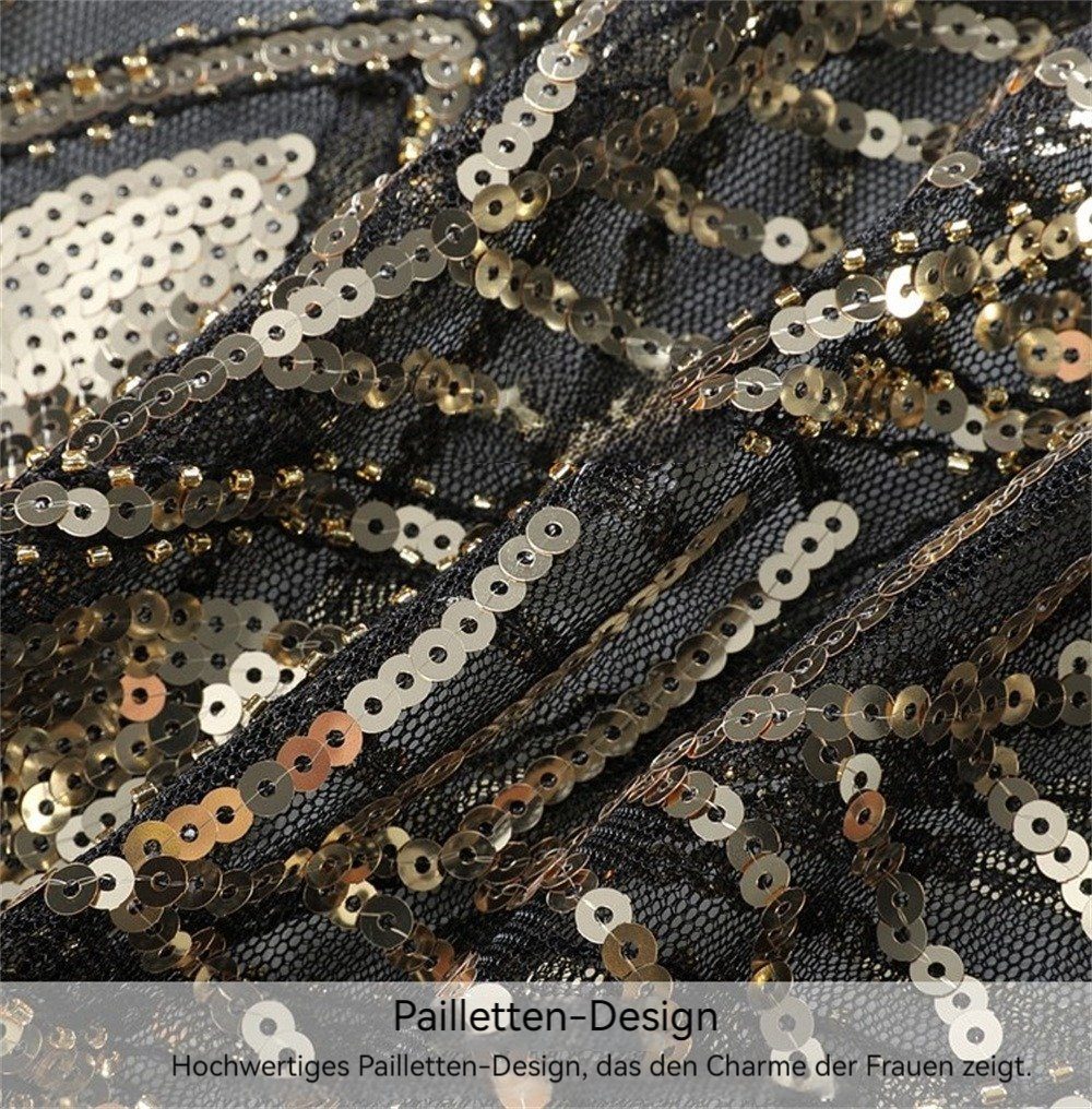 Dekorative Schal 1920er Damenschal, Pailletten-Schal, 20er für Frauen (1-St), Schwarz Damen, Gatsby-Party-Kostüm für Vintage-Schal der Jahre