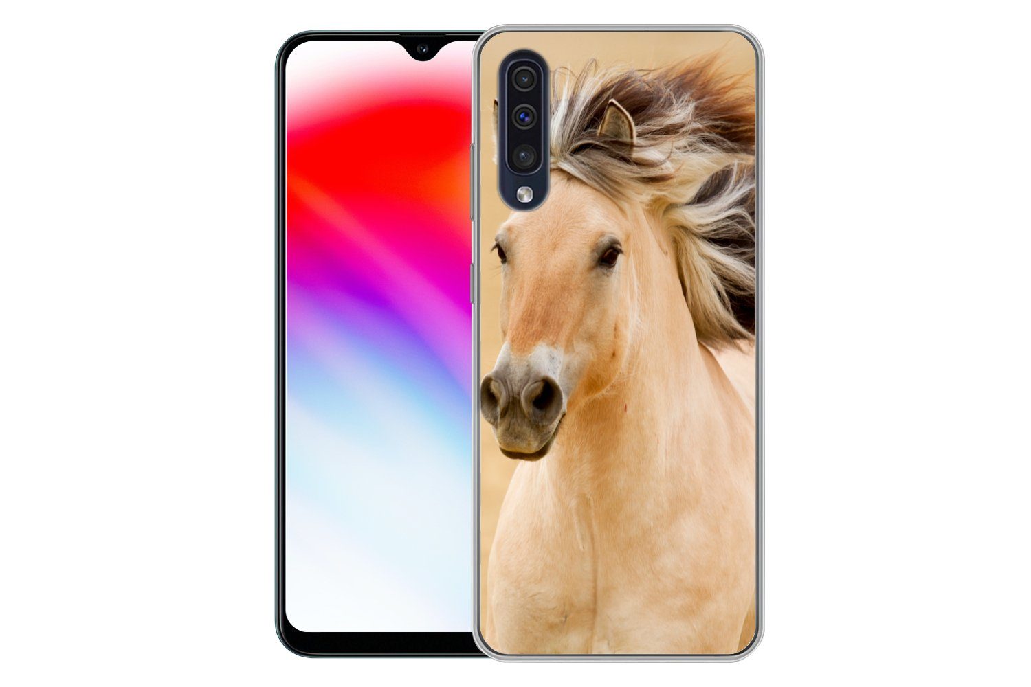 MuchoWow Handyhülle für Samsung Galaxy A30s Pferde - Tiere - Mähne - Porträt, Smartphone-Bumper, Print, Handy Schutzhülle Dünn