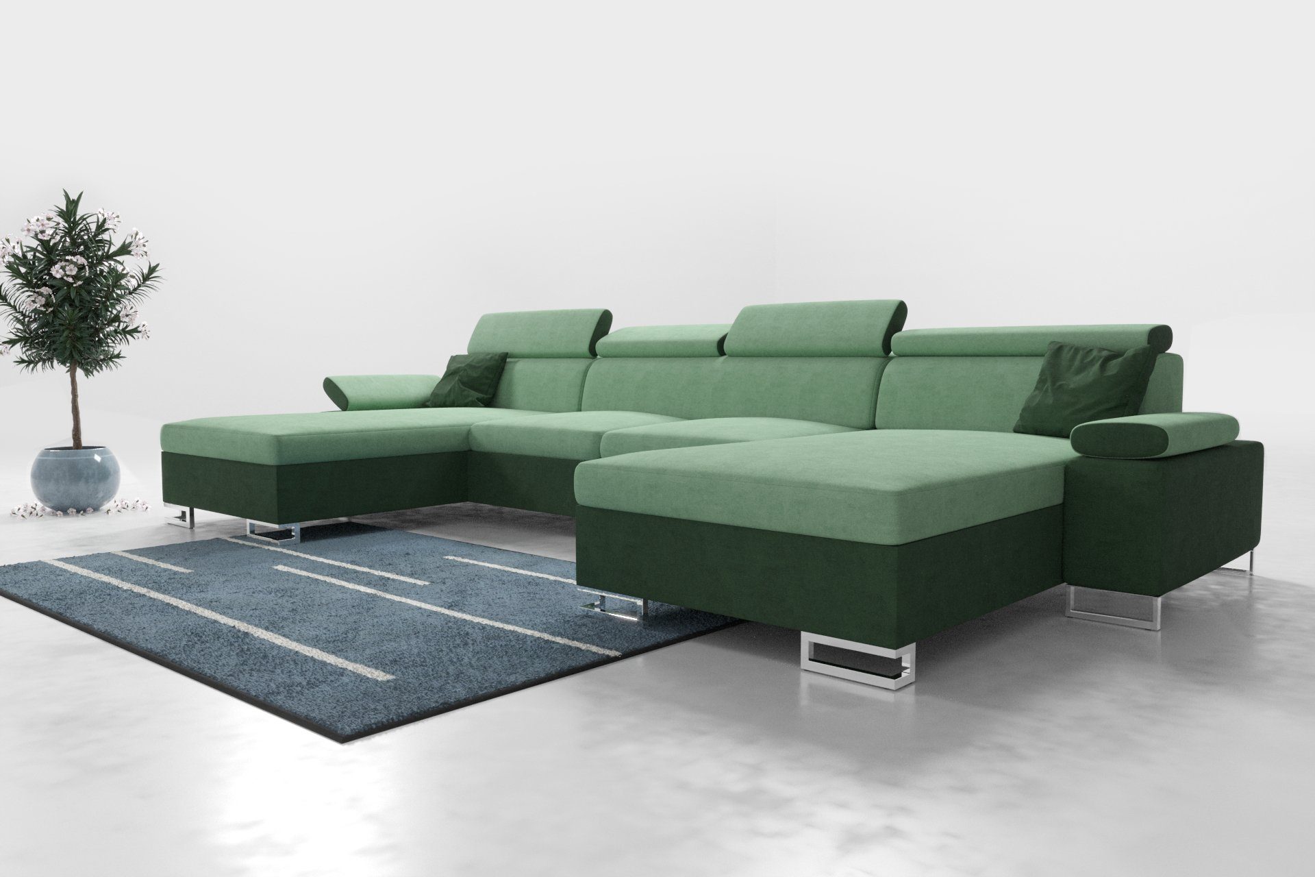 ROYAL24_MARKT Polstergarnitur Moderne Eleganz: Polsterecke Ecksofa 260 CU1, (Premium Couchgarnitur, mit Schlaffunktion und Stauraum), - Integrierter Stauraum - Schlaffunktion - Hochwertige Materialien Grün - Hellgrün