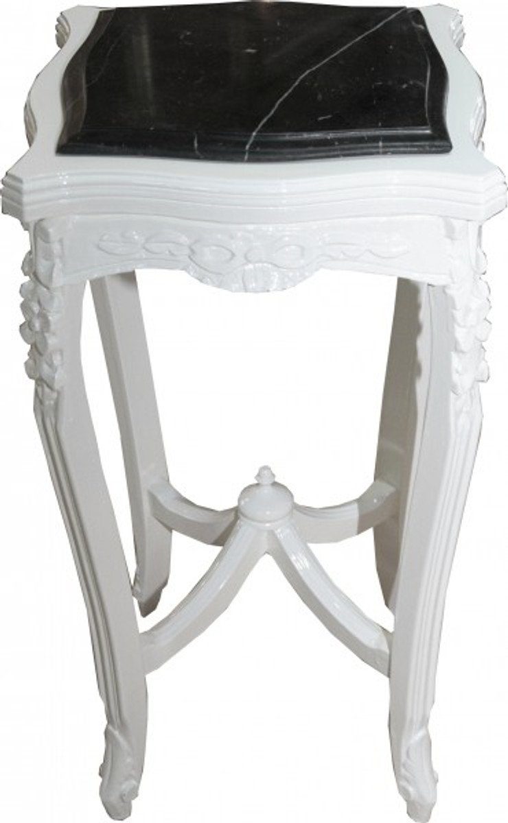 Casa Padrino Beistelltisch Barock Beistelltisch mit Marmorplatte Viereckig Weiss Mod W17 70 x 37 cm - Antik Stil