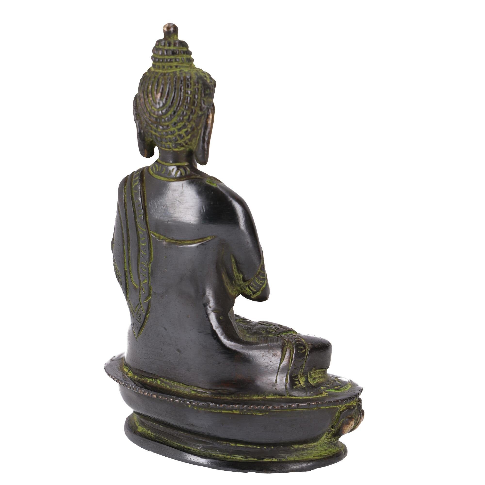 Guru-Shop Buddhafigur Dharmachakra Mudra Statue aus 14.. Buddha Messing