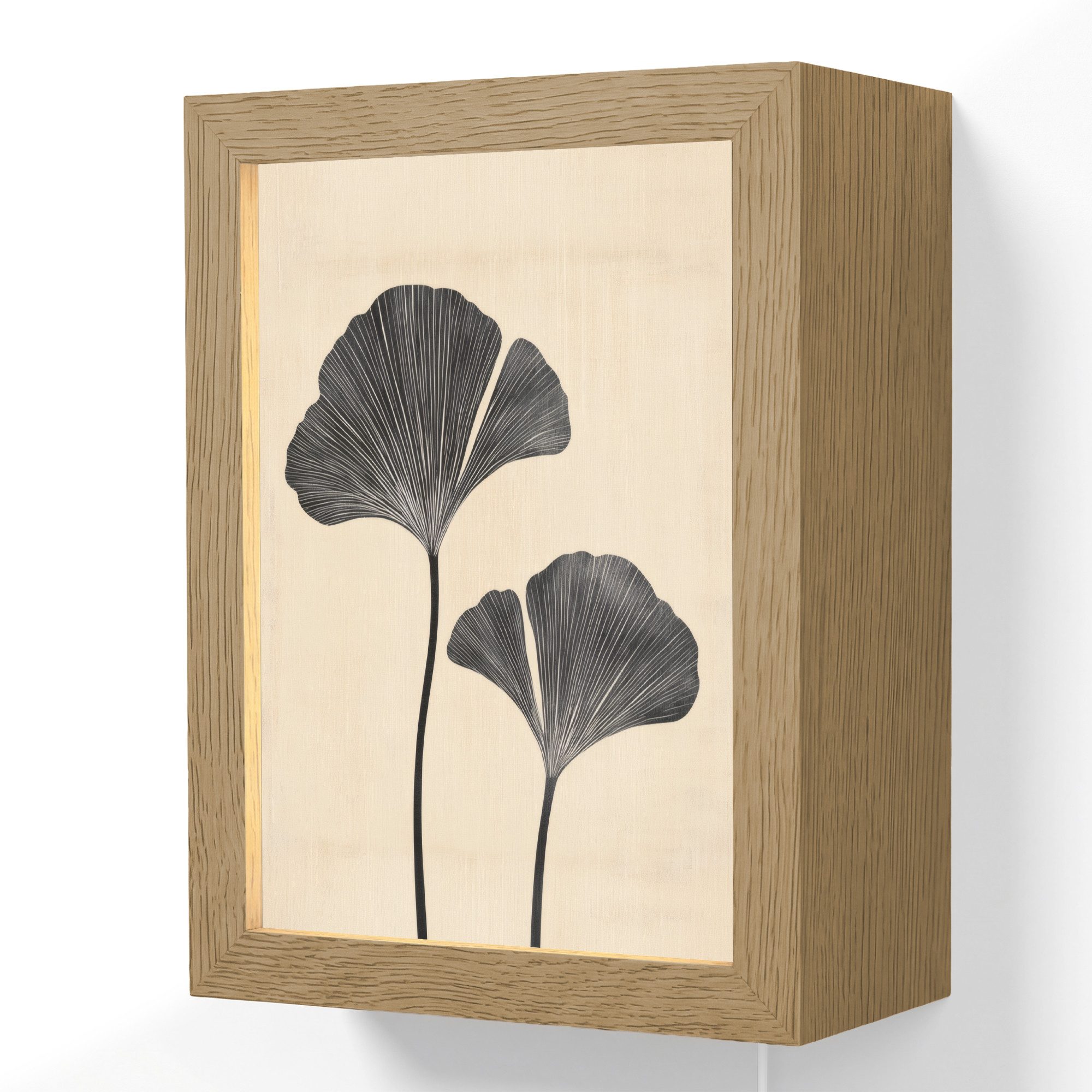 Wandleuchte Lightbox Blätter - Minimalistisch - Schwarz