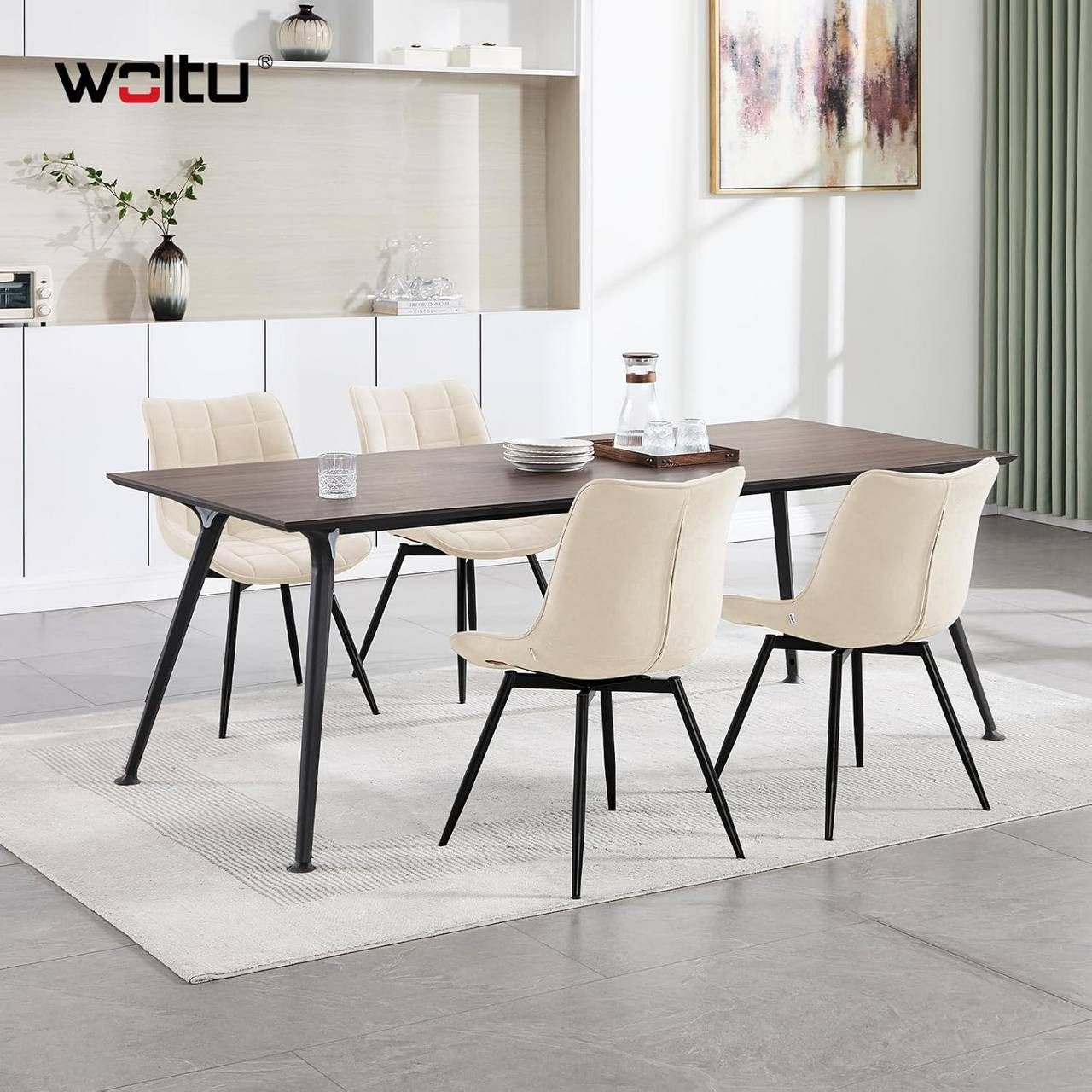 Woltu Esszimmerstuhl (2 St), mit Rückenlehne, Sitzfläche aus Samt, Metallbe günstig online kaufen