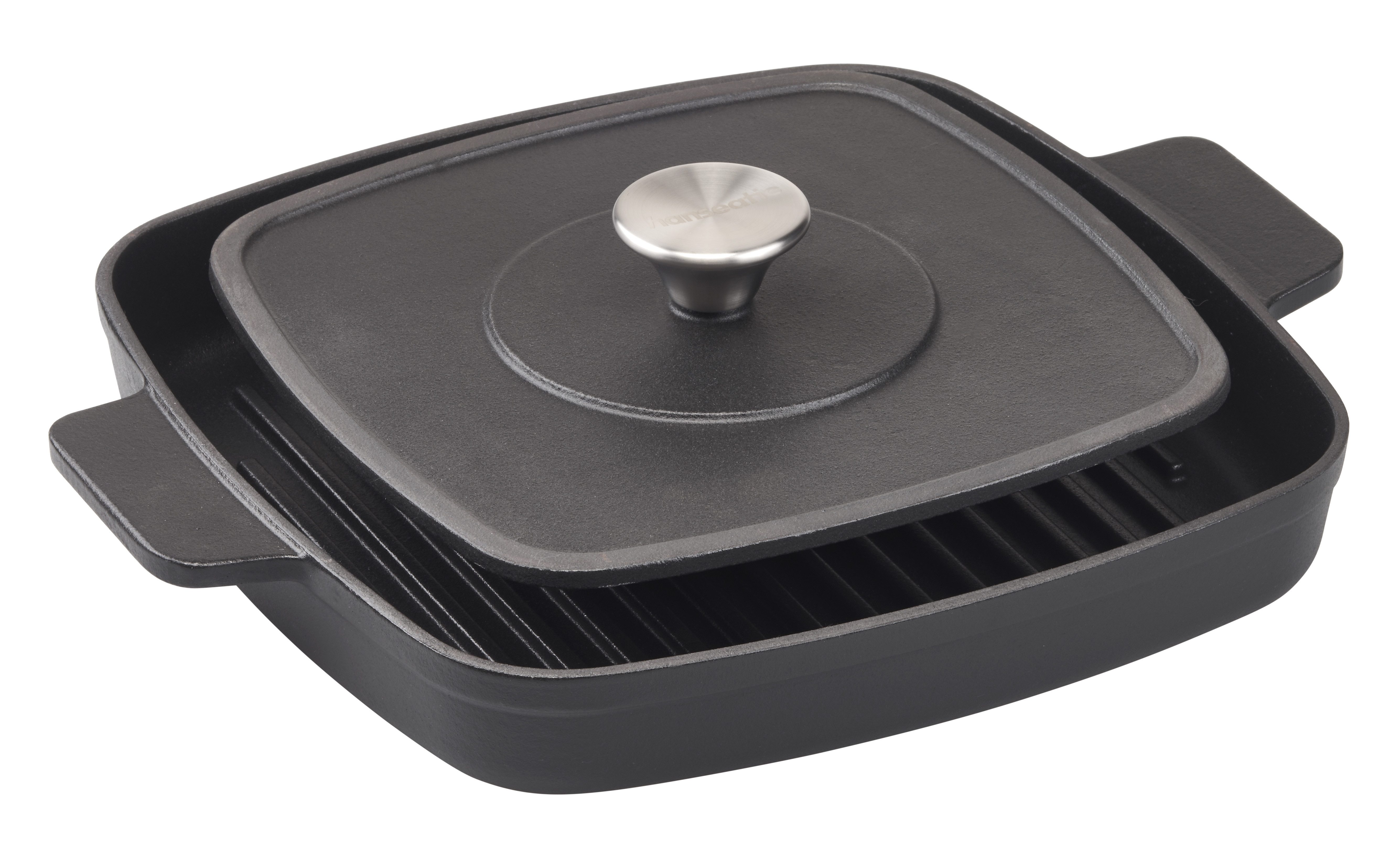 Hanseatic Grillpfanne hanseatic, Gusseisen (2-tlg), inkl. Steakpresse und Griffschutz für Induktion