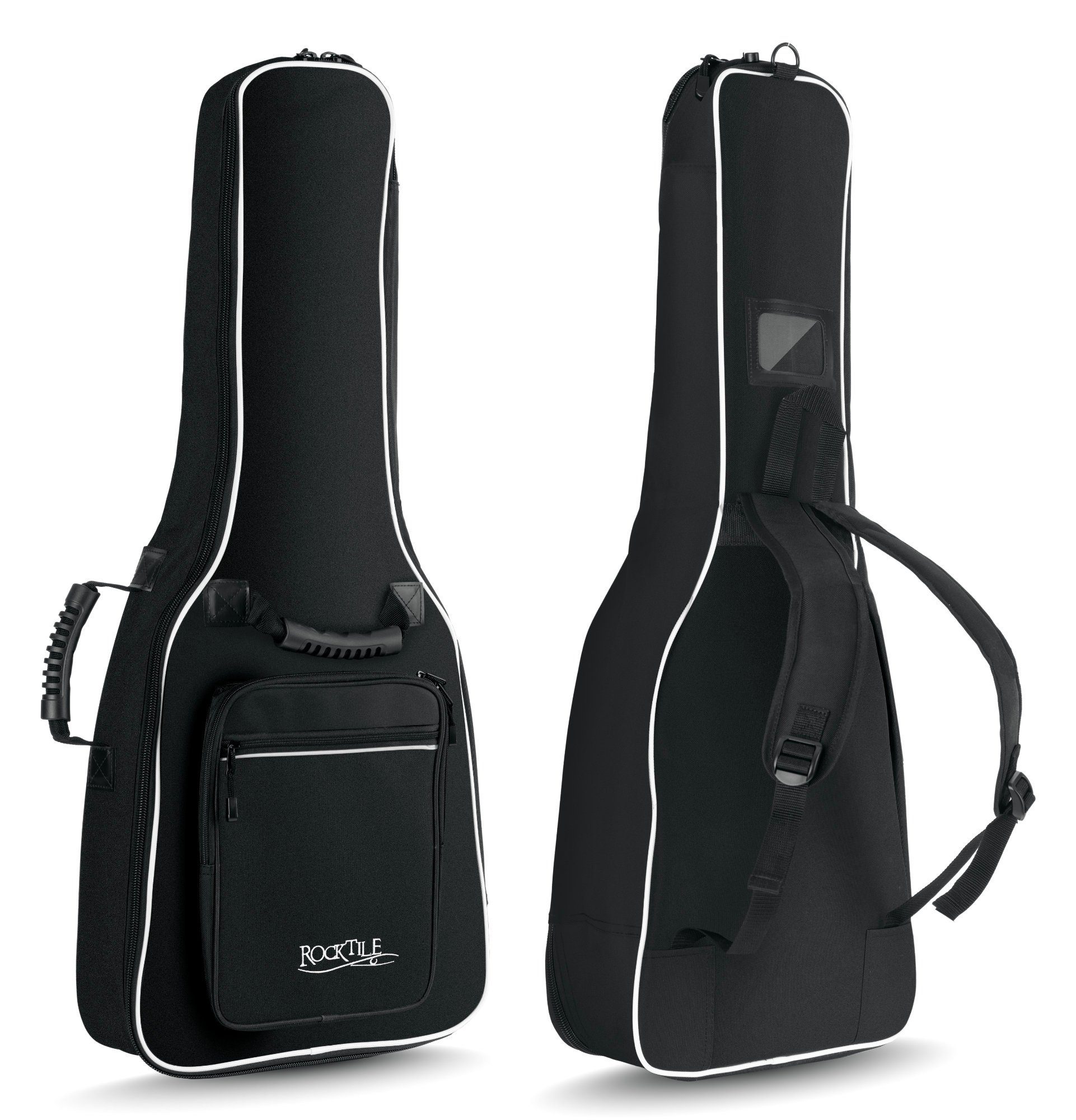 Fronttaschen weicher Ergonomisch inkl. 1/2-Größe Polsterung, 2 Rocktile Komfort-Griff Schwarz für mit geformter (Gigbag Gitarrentasche Klassik-Gitarrentasche Noten/Zubehör),