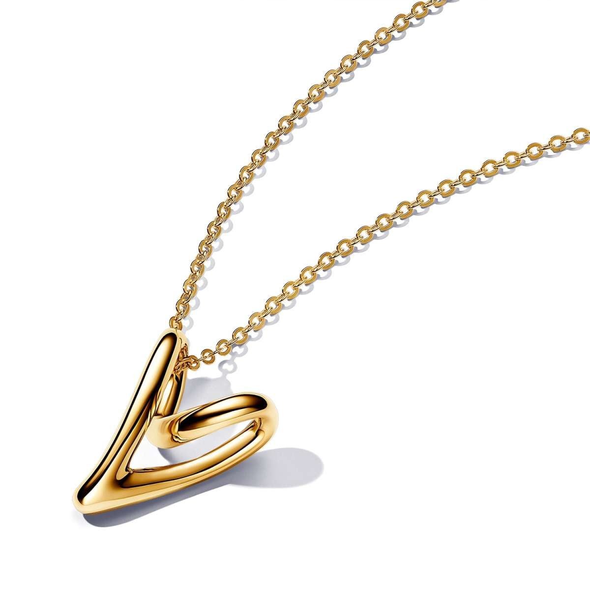 Pandora Kette mit Anhänger 363272C00-70, für Damen Herz Goldfarben