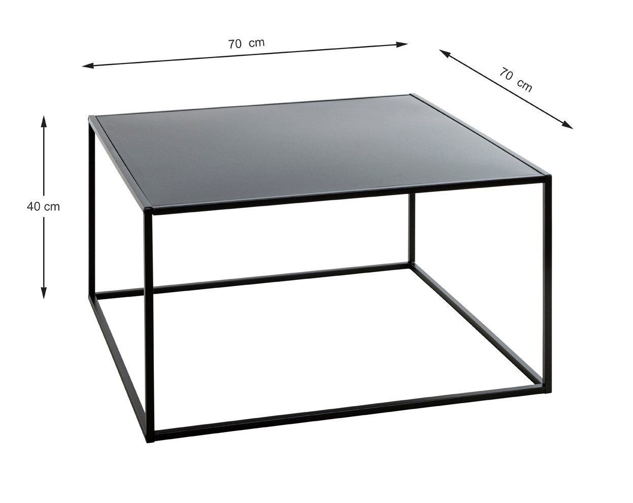 HAKU Beistelltisch Beistelltisch schwarz - Sofatisch Metall - B 70 x H 40 x T 70 cm (1 Stück), Beistelltisch aus Metall
