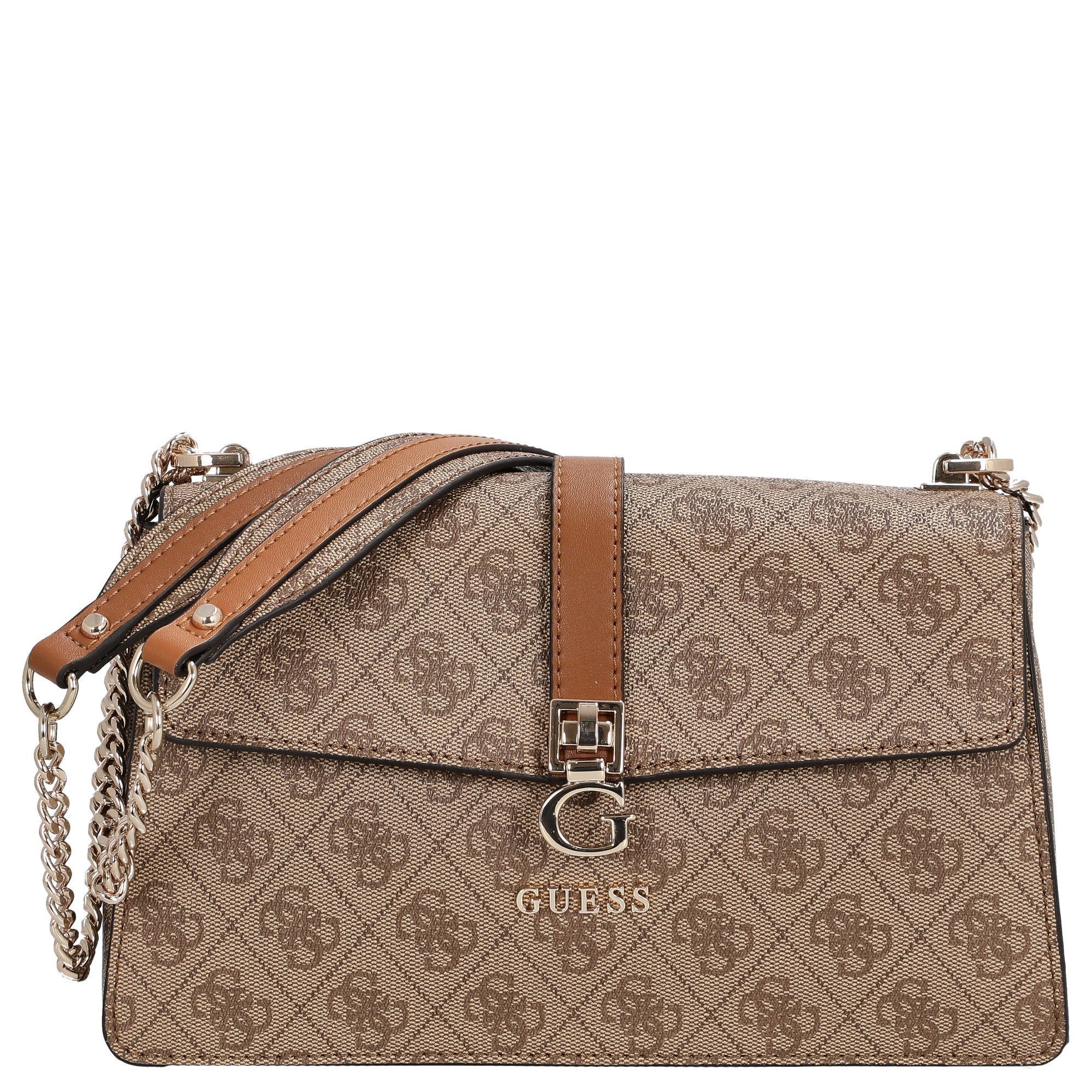 Guess Umhängetasche Zamira - Schultertasche 26 cm (latte logo)
