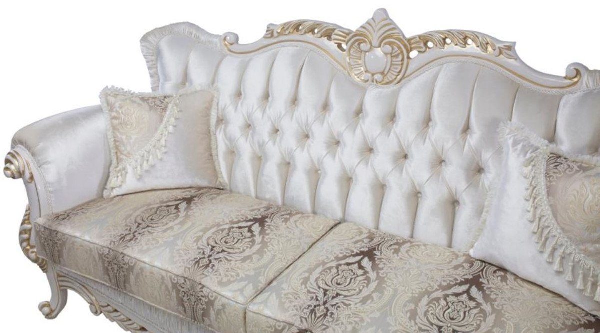 Casa Padrino Sofa Luxus Barock mit dekorativen / / Kissen 81 Sofa cm H. 237 Weiß x Mehrfarbig Möbel Gold Wohnzimmer Barock - x 115