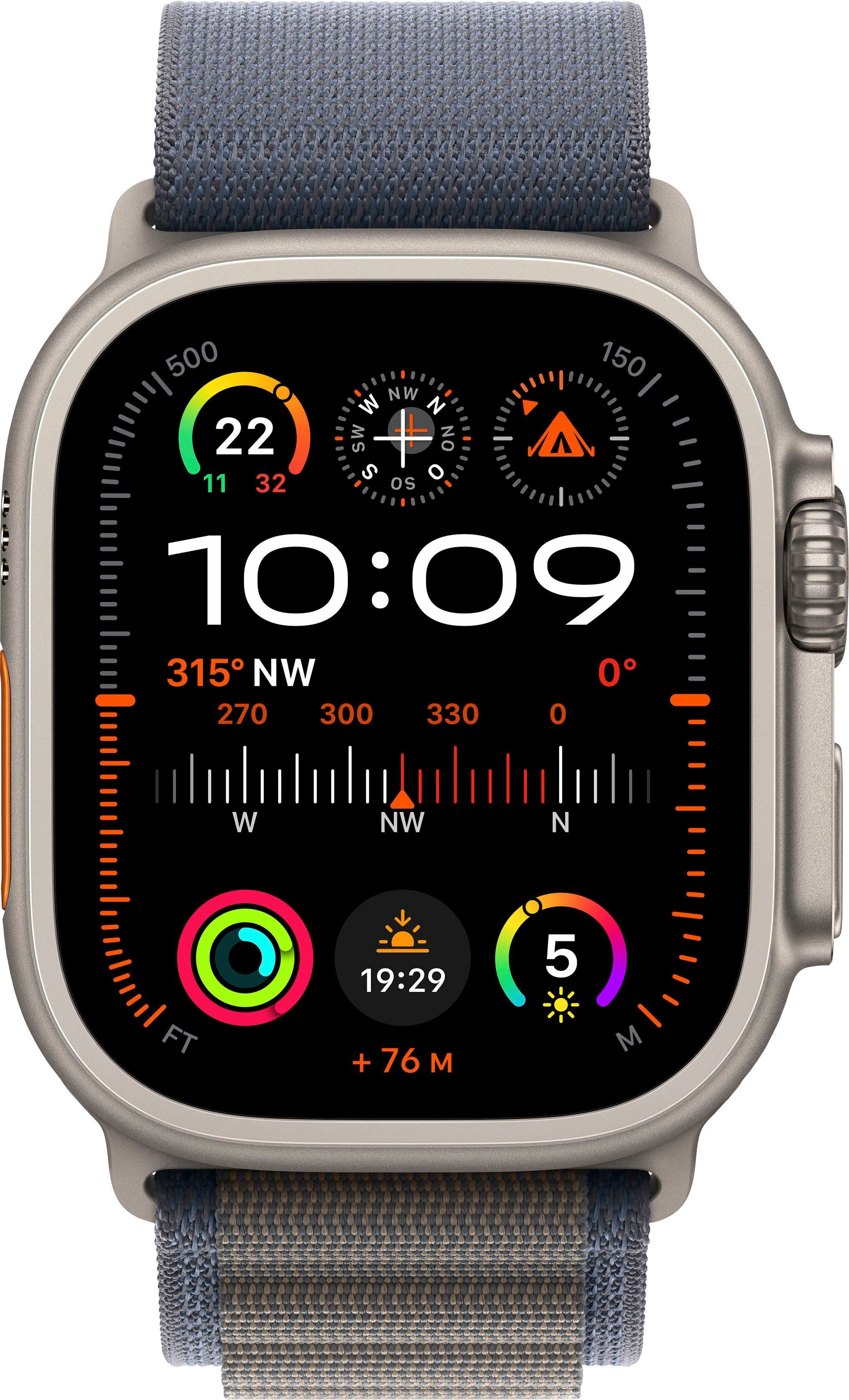 blau cm/1,92 mm | Watch Ultra Titanium Smartwatch Alpine 2 Medium Zoll, OS Loop Titanium/Blue Cellular GPS Alpine Watch (4,9 10), 49 Apple +