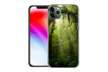 MuchoWow Handyhülle Sonnenstrahlen gleiten durch das tropische Blätterdach, Handyhülle Apple iPhone 11 Pro Max, Smartphone-Bumper, Print, Handy