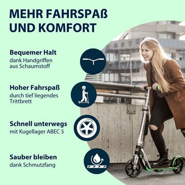 Hudora Cityroller BigWheel® 205, Scooter inklusive Kabelschloss, höhenverstellbarer & zusammenklappbarer Tret-Roller