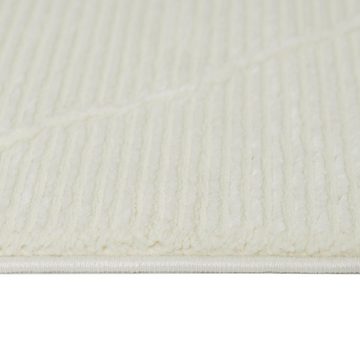 Teppich Klassischer Teppich mit Ribs • recycelt • weich • Rauten creme, Teppich-Traum, rechteckig, Höhe: 12 mm
