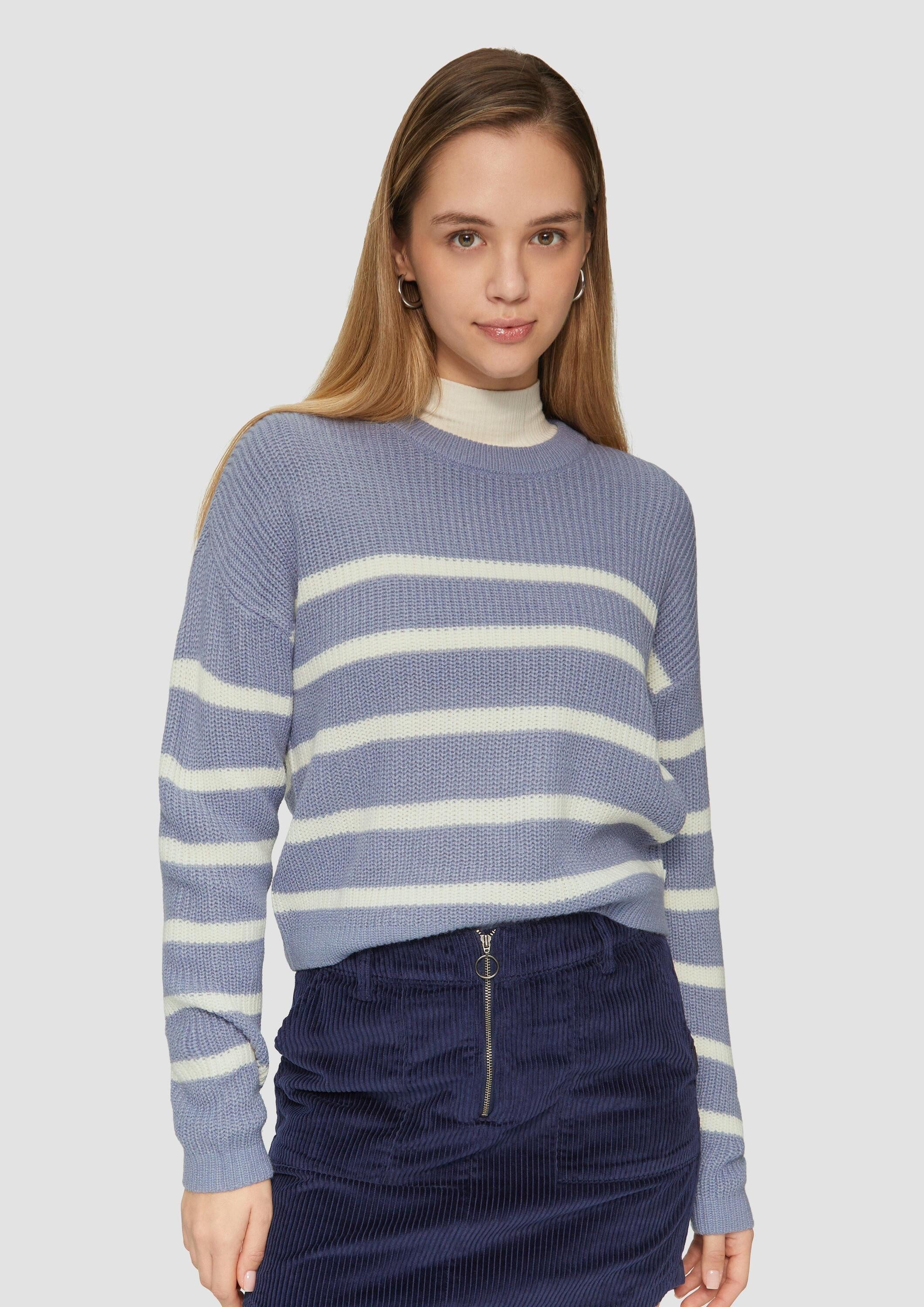 QS Longpullover Strickpullover Verkürzter Pullover mit Raglanärmeln günstig online kaufen