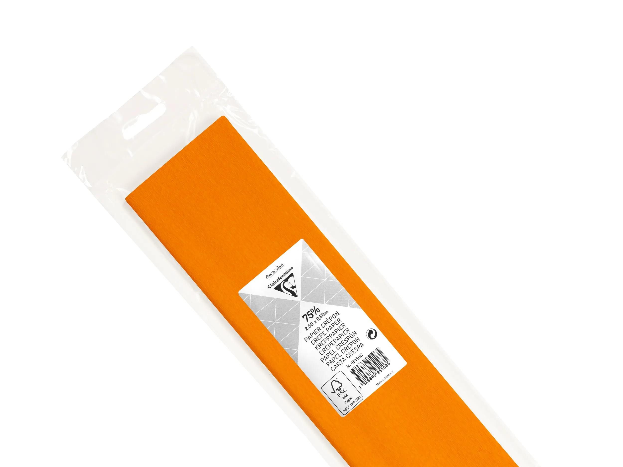 CLAIREFONTAINE Kreppband 10x Krepppapier Blisterpackung mit 1 Blatt 2,50x0,50m 95116C Krepppapier