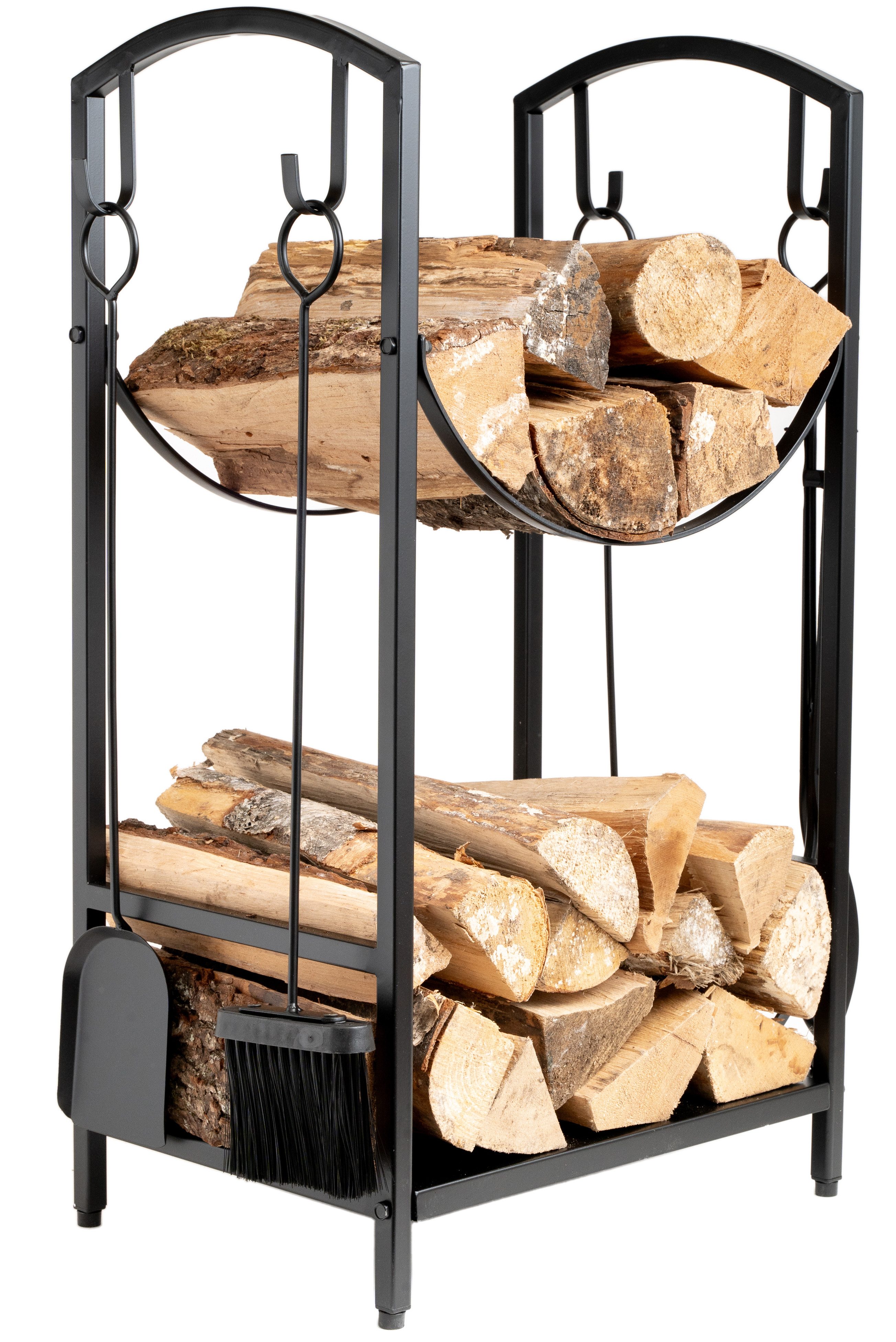 NEUSTEIN Kaminholzregal Neustein Kaminholzregal mit 4 Kaminbesteck 75x30x40cm metall schwarz