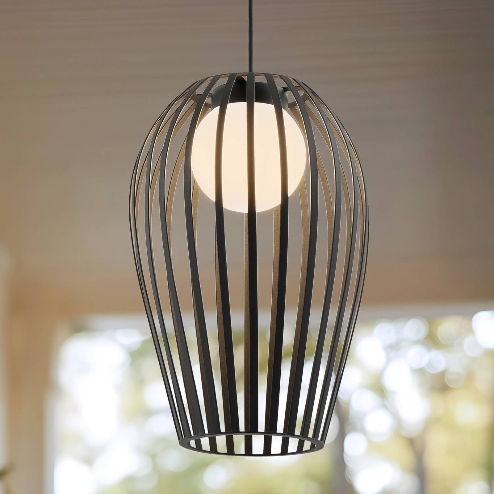 Lucande Hängeleuchten Marrin, Metall, Schwarz IP44, 1 x 15 W LED