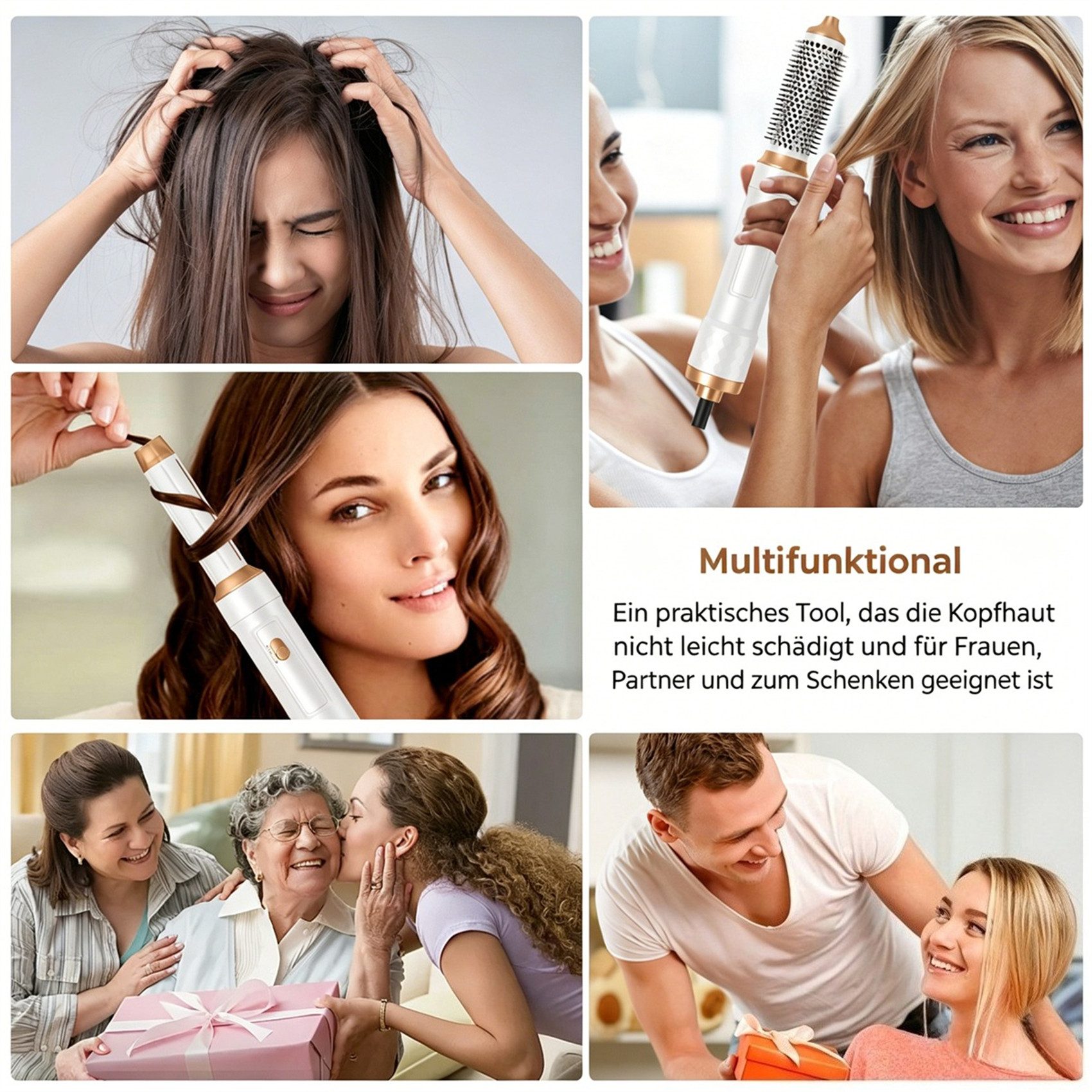 HOMELIVE Lockenstab 5-in-1 Heißluft-Styler mit Saugfunktion und Haartrockner, Drei Geschwindigkeitsknopf, Sicherheitsschloss, 360° drehbares Seil – Bild 2 von 5