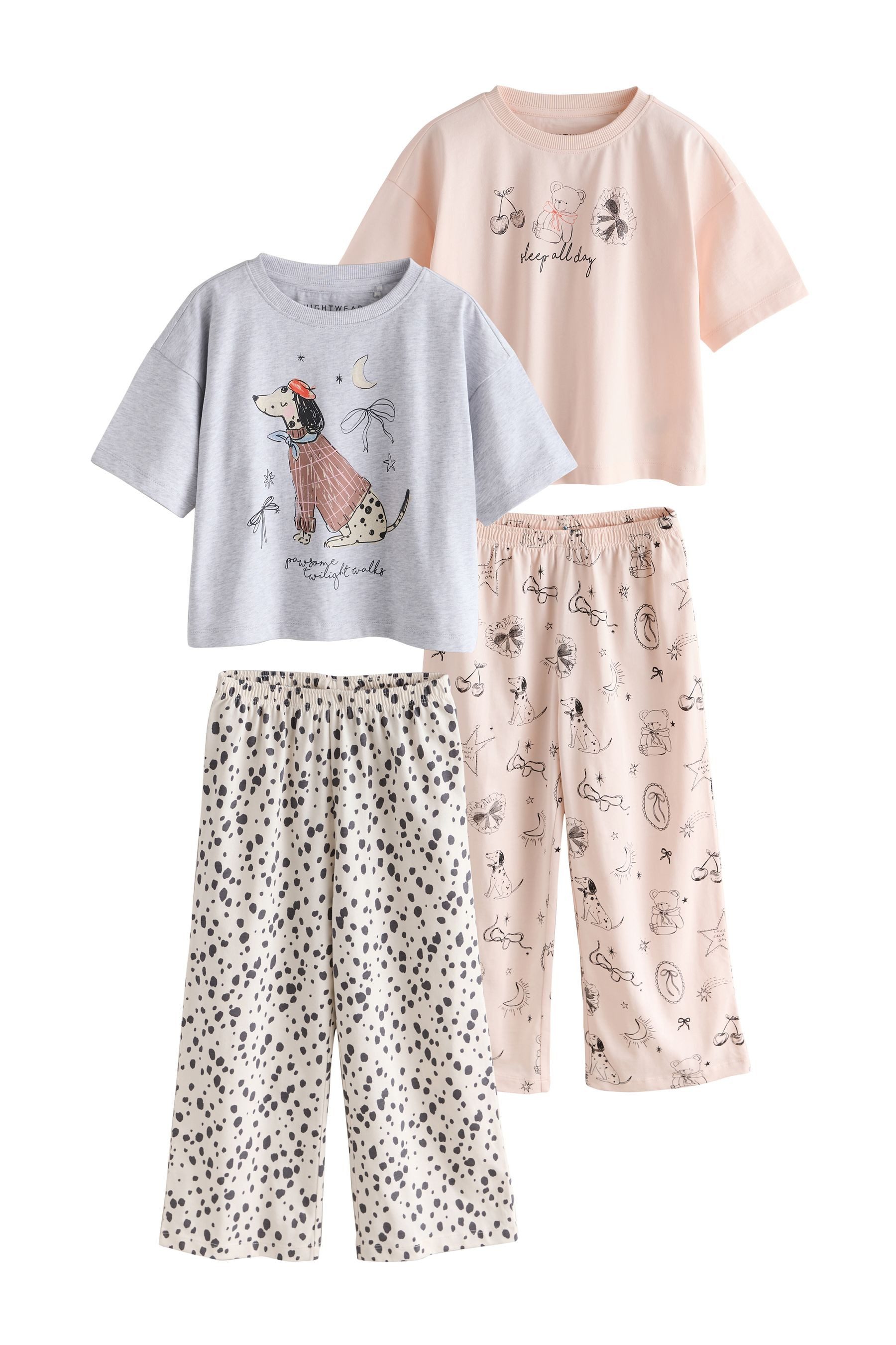 Next Pyjama Dalmatiner Schlafanzüge mit weitem Bein, 2er-Pack (4 tlg)
