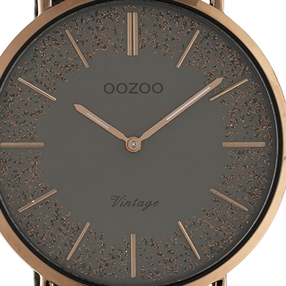 OOZOO Quarzuhr Oozoo Damenuhr Armbanduhr schwarz Edelstahlarmband, rund, Damen (ca. groß 40mm) Casual-Style Analog