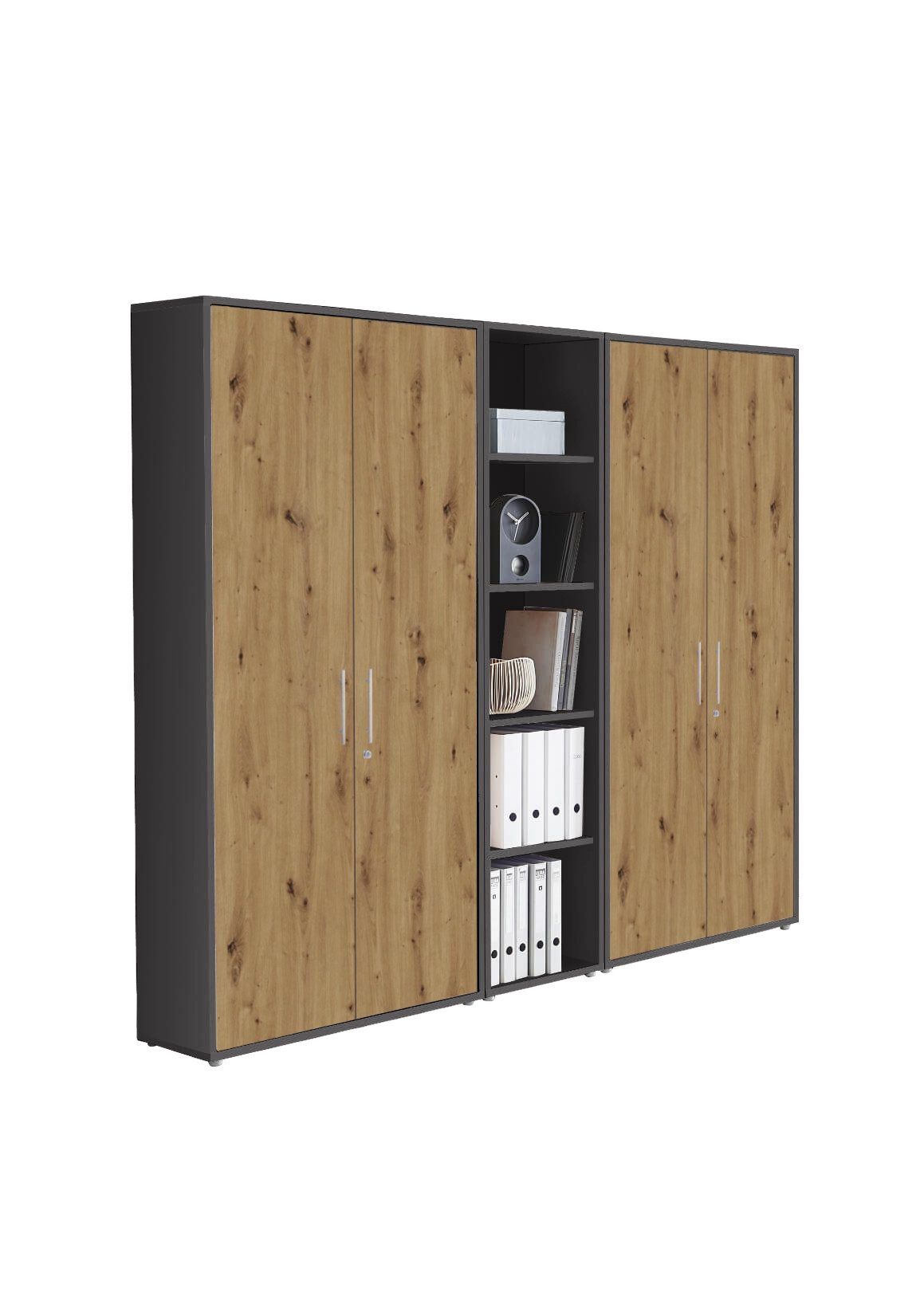 BMG Möbel Aktenschrank Büromöbel Office Edition 10 (Aktenschrank Regal Set, besteht aus 2x Aktenschrank und 1x Regal) mit viel Stauraum, abschließbar