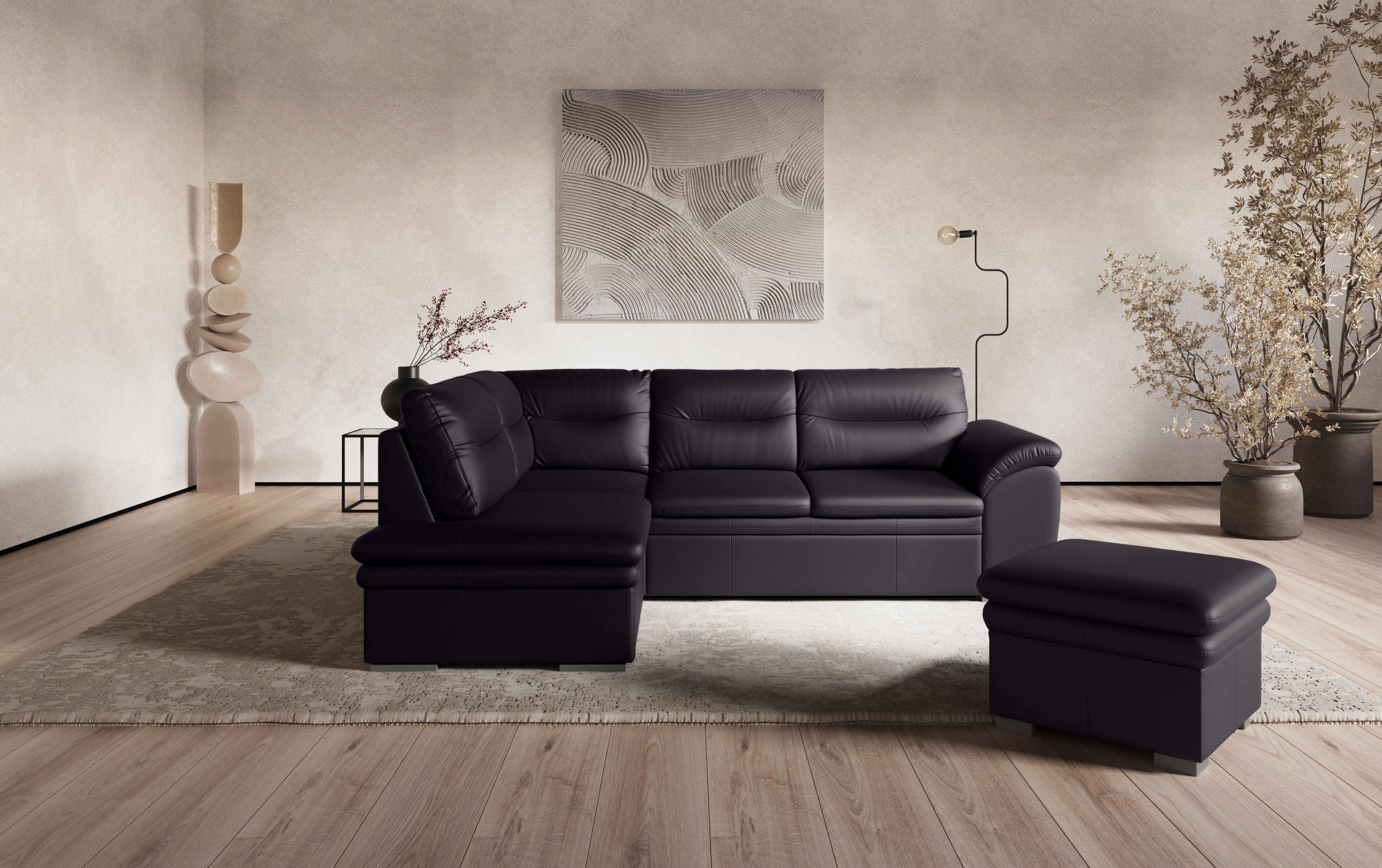 COTTA Ecksofa Leandra L-Form, wahlweise mit Bettfunktion & Bettkasten