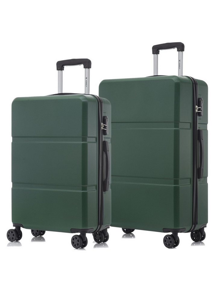 YONSLY Kofferset Reisekoffer Set Hartschale ABS, 4 Rollen, (Spar-Set, 2 tlg., Hartschalen Trolley Set), Wasserabweisend Stoßfest Robust