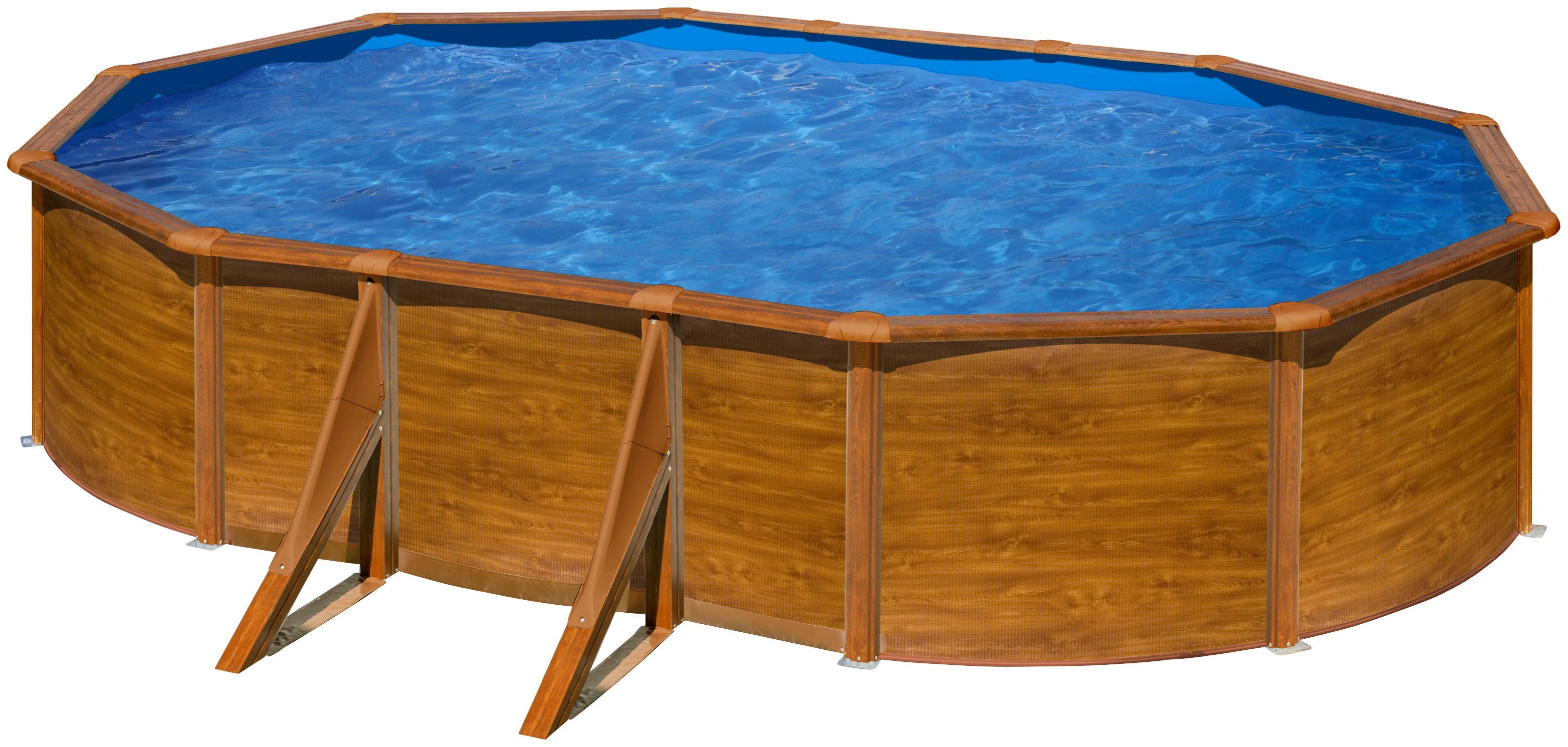 Gre Ovalpool PACIFIC (Komplett-Set, 4-tlg), Maße inkl. Stützen 610 x 575 x 120 cm
