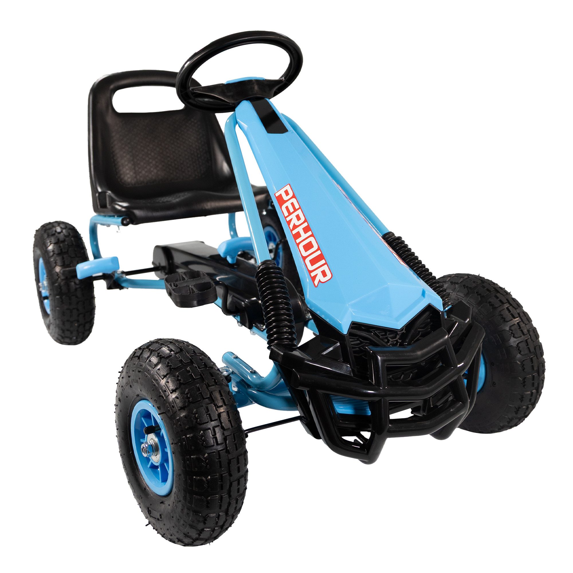 Lemodo Go-Kart Tretfahrzeug, Kinderfahrzeug mit Luftreifen und Leerlauf, Pedalfahrzeug mit Luftreifen ab 3 Jahre, LxBxH:107x58x64 cm