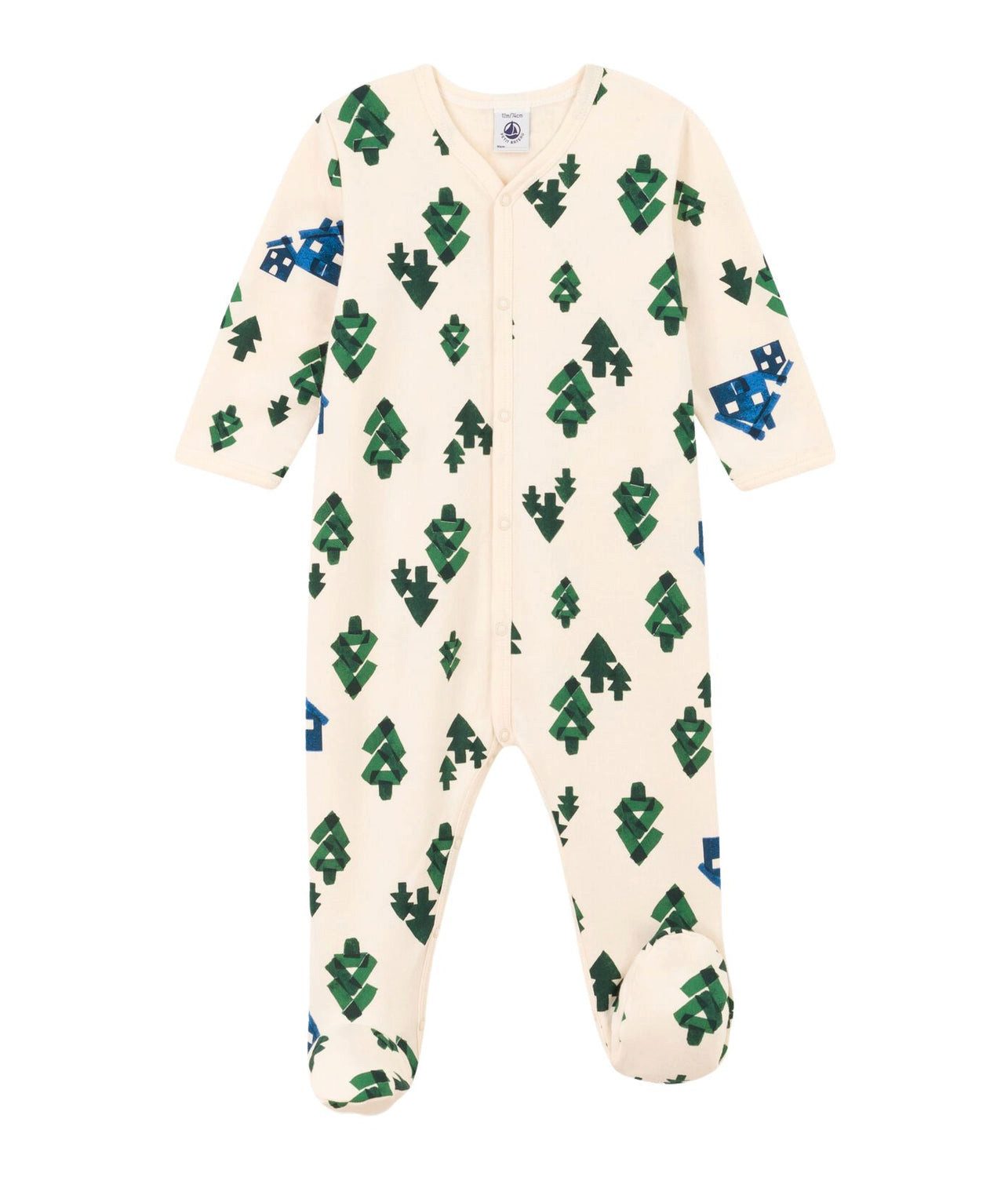 Petit Bateau Strampler Petit Bateau Strampler mitTannenbäumen und Häusern