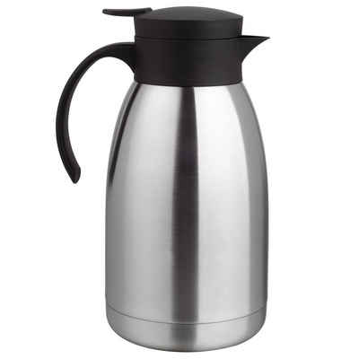HAC24 Isolierkanne Thermoskanne Kaffeekanne Teekanne Thermo Kaffee Tee Kanne, 2 l, Edelstahl, Einhandautomatik